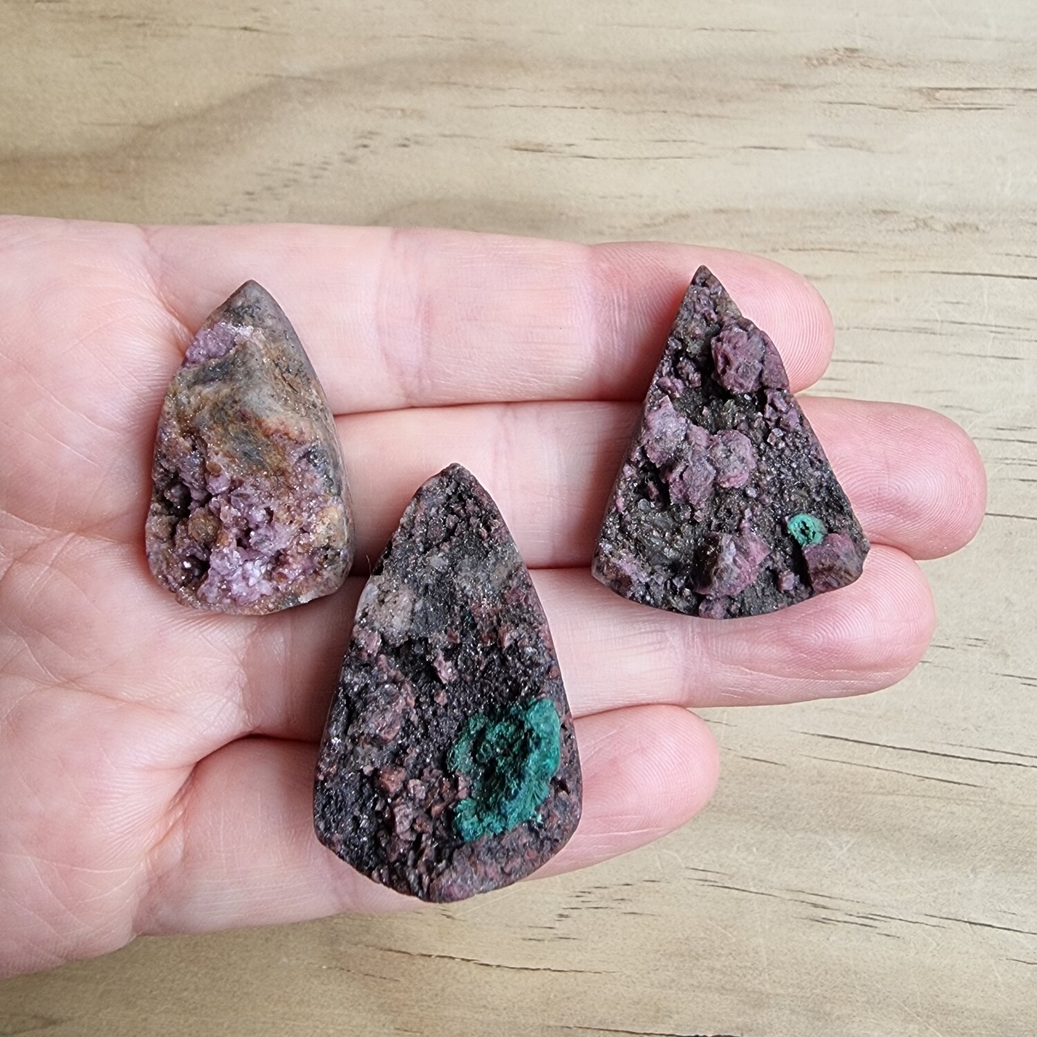 3 x Cobalt Calcite Druzy Cabochon Lot / Pendant Lot for jewelry making or diy craft projects 39.3gr