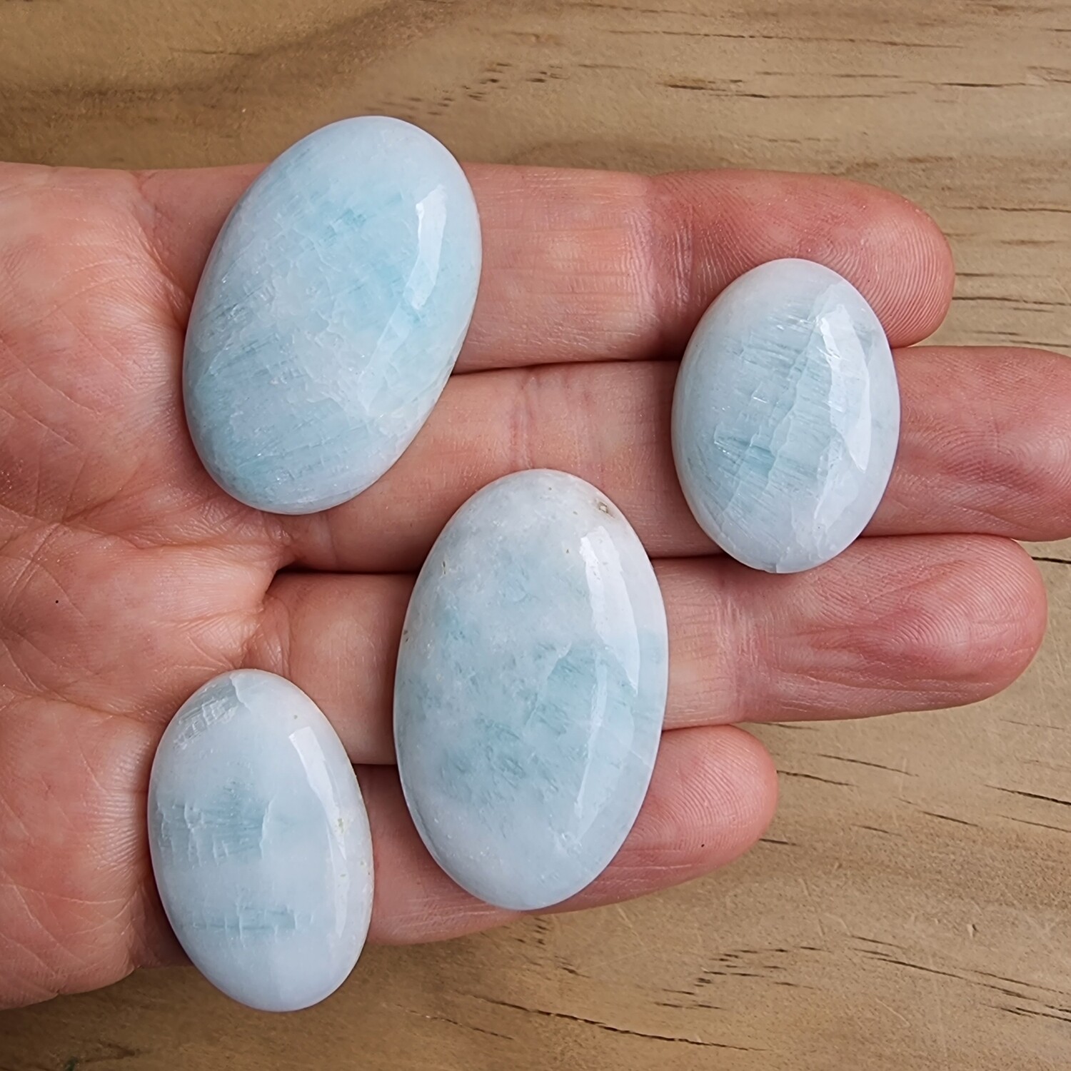 4 x Caribbean Calcite Cabochon Lot / Pendant Lot for jewelry making or diy craft projects 31.6gr