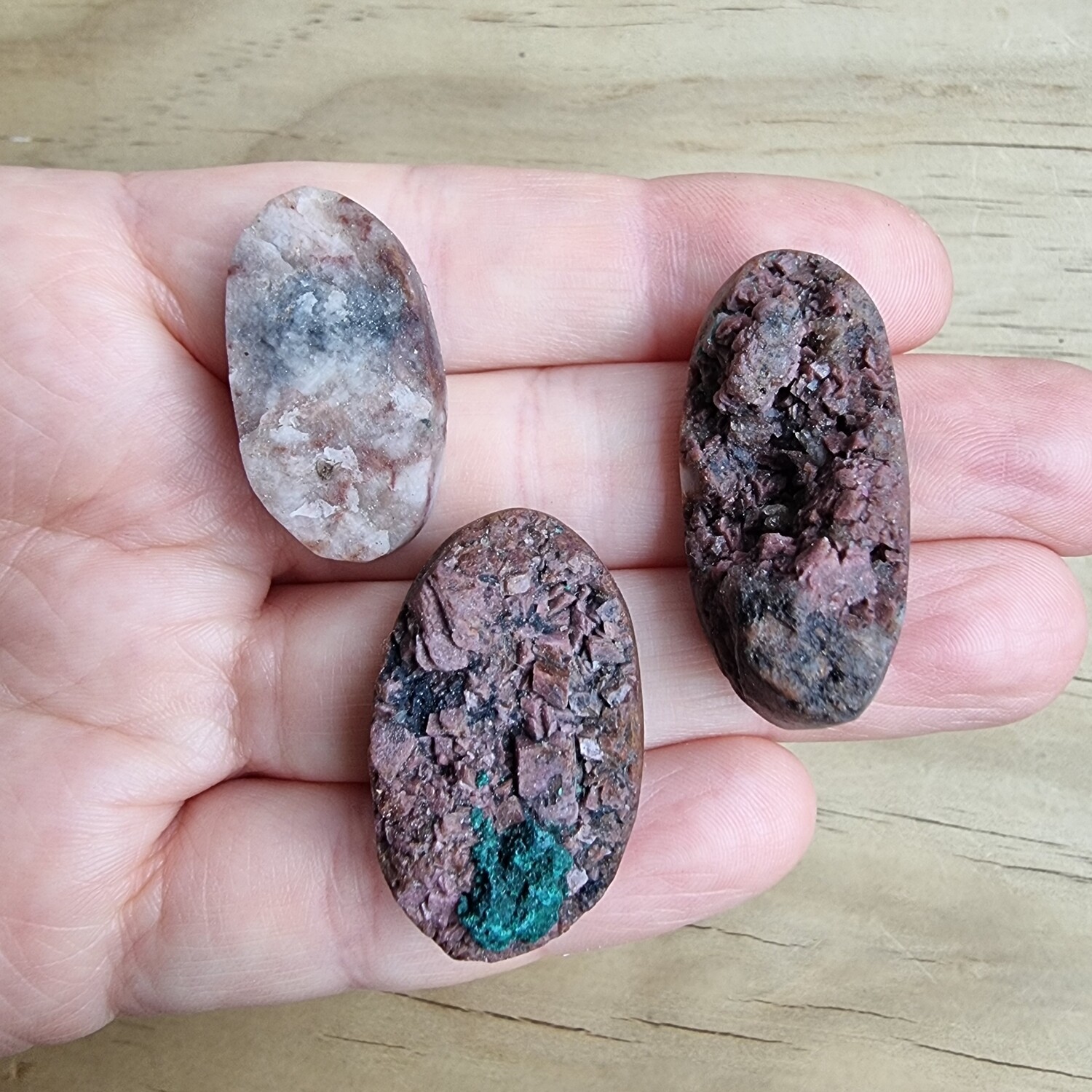 3 x Cobalt Calcite Druzy Cabochon Lot / Pendant Lot for jewelry making or diy craft projects 33.6gr