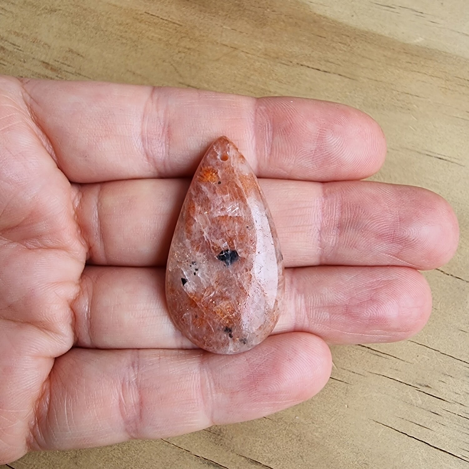 Sunstone top drilled Cabochon / Pendant for jewelry making or diy craft projects 10.9gr