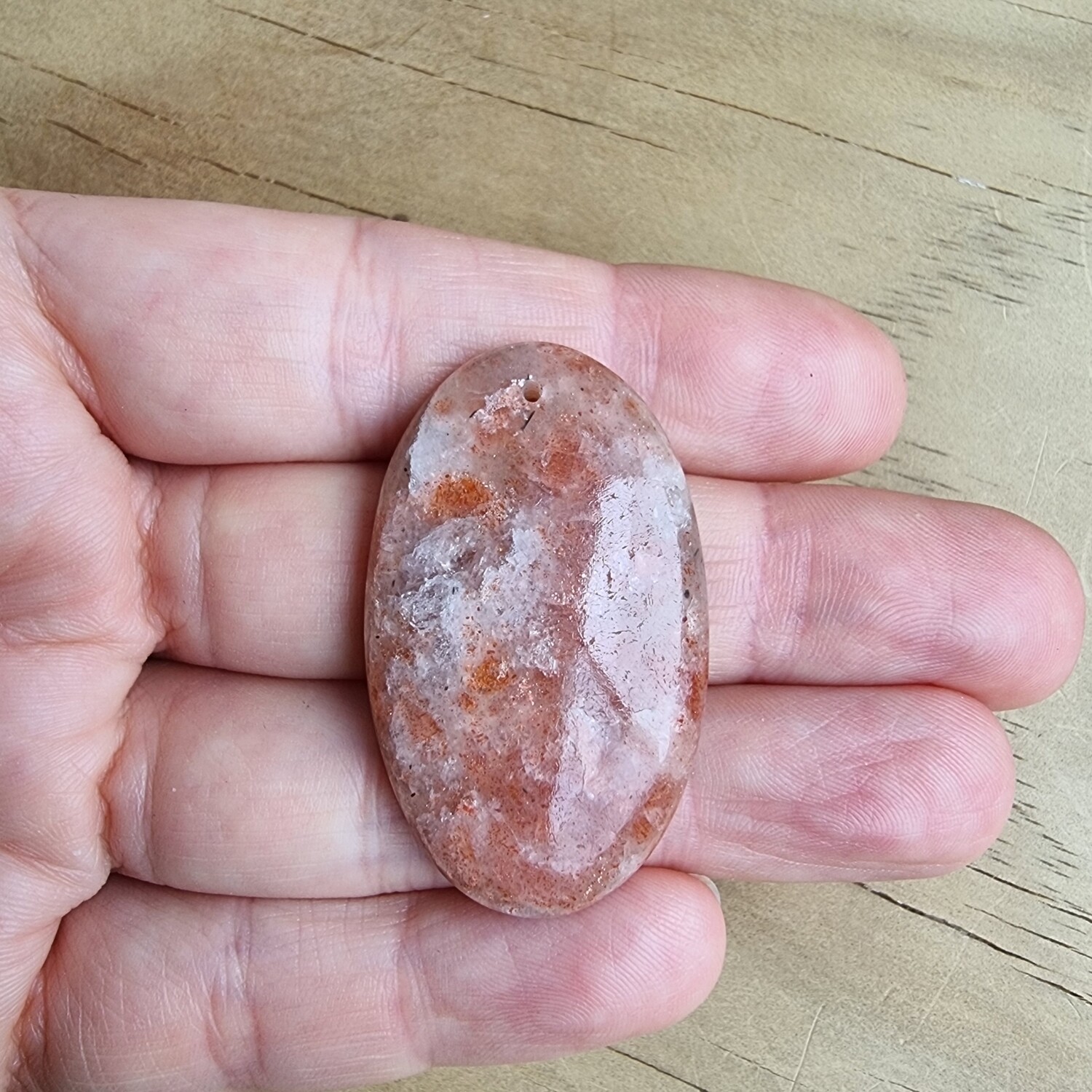 Sunstone top drilled Cabochon / Pendant for jewelry making or diy craft projects 14.2gr
