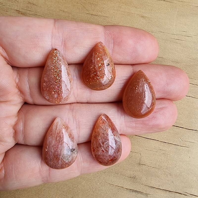 5 x Sunstone Cabochon Lot / Pendant Lot for jewelry making or diy craft projects 12.4gr