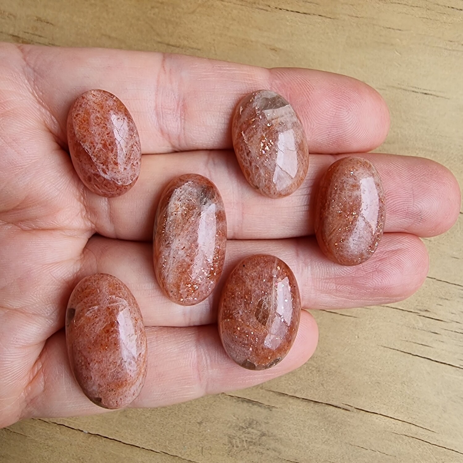 6 x Sunstone Cabochon Lot / Pendant Lot for jewelry making or diy craft projects 18.6gr