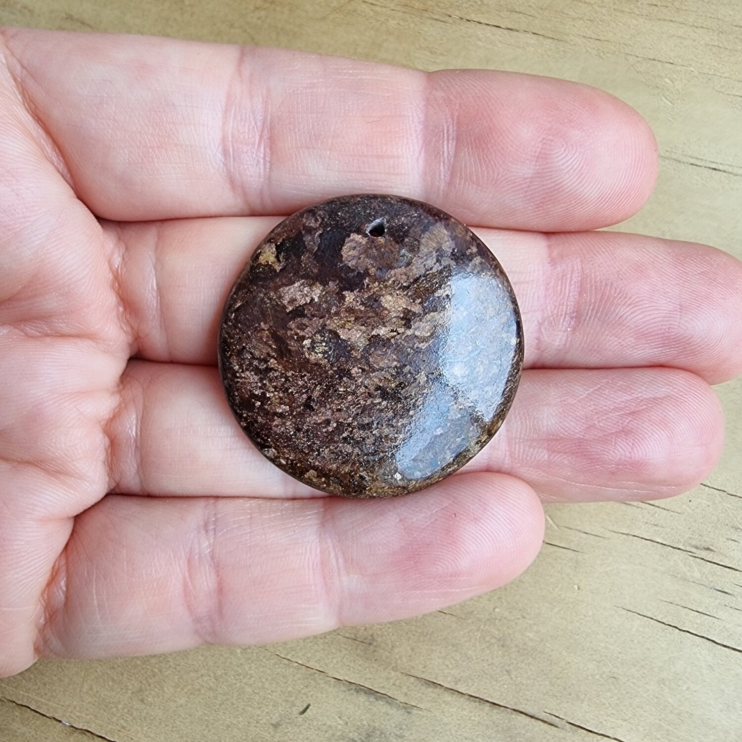 Bronzite top drilled Cabochon / Pendant for jewelry making or diy craft projects 10.7gr