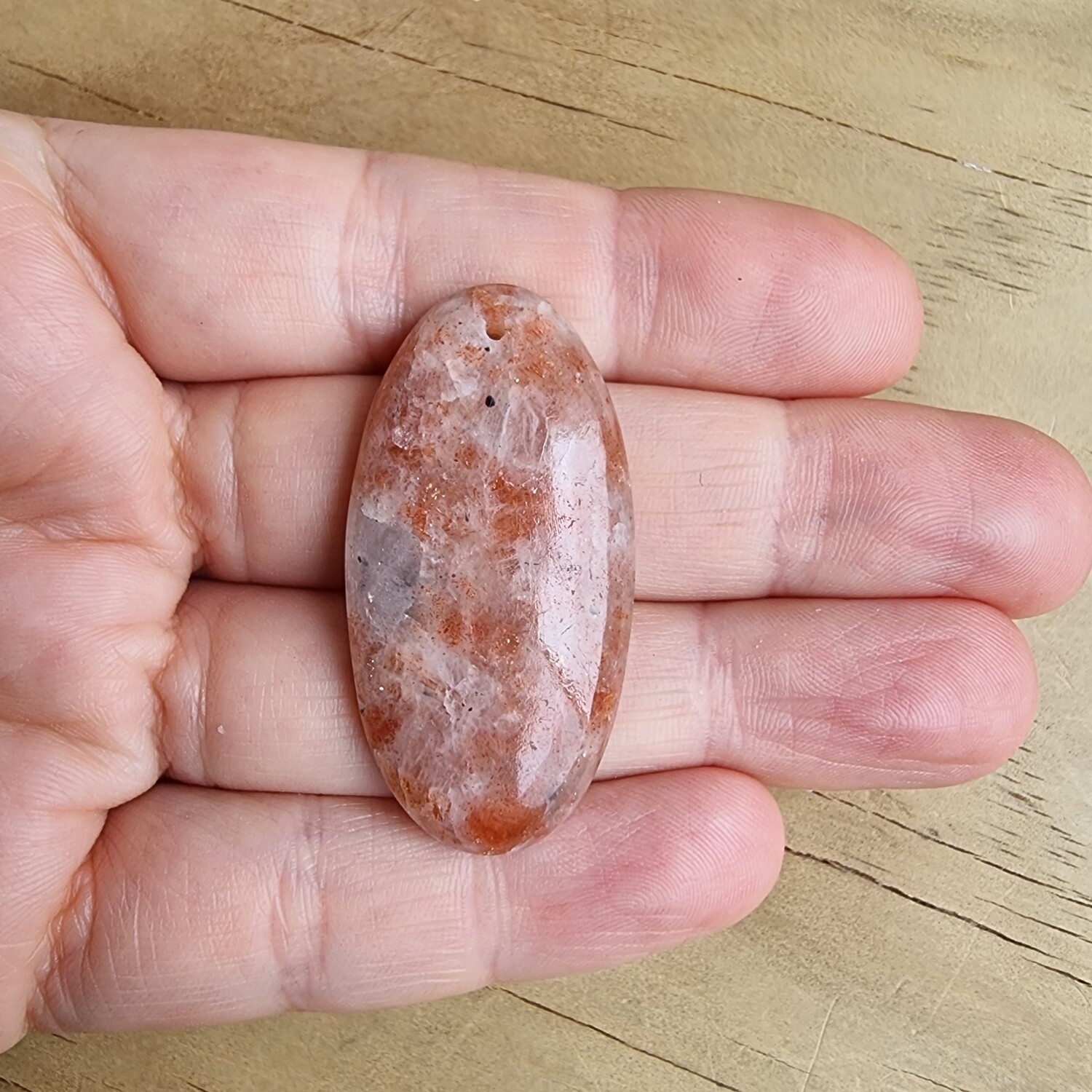 Sunstone top drilled Cabochon / Pendant for jewelry making or diy craft projects 11.8gr