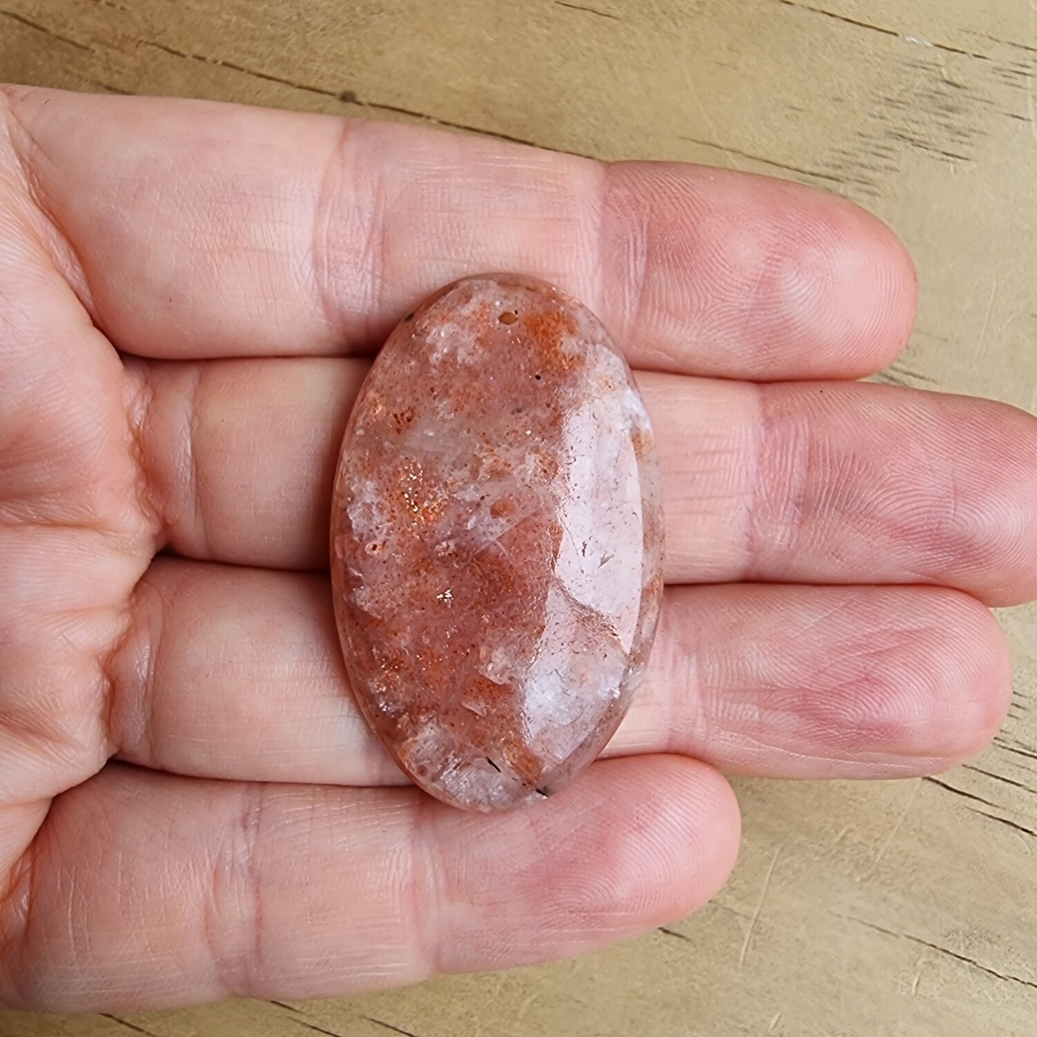 Sunstone top drilled Cabochon / Pendant for jewelry making or diy craft projects 12.7gr