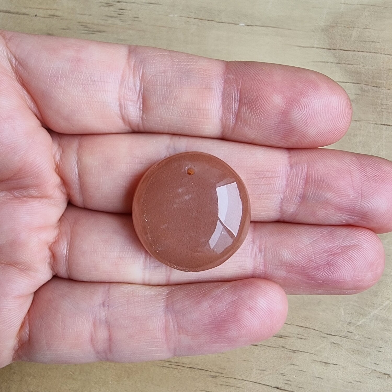 Peach Moonstone top drilled Cabochon / Pendant for jewelry making or diy craft projects 9.5gr