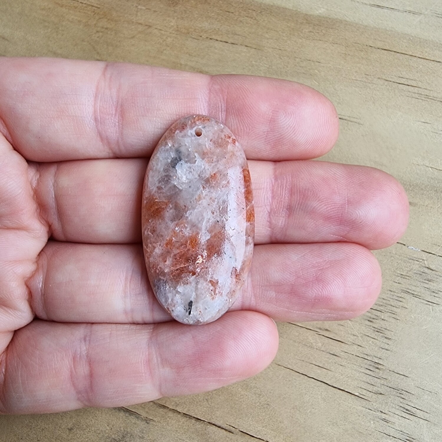 Sunstone top drilled Cabochon / Pendant for jewelry making or diy craft projects 9.7gr