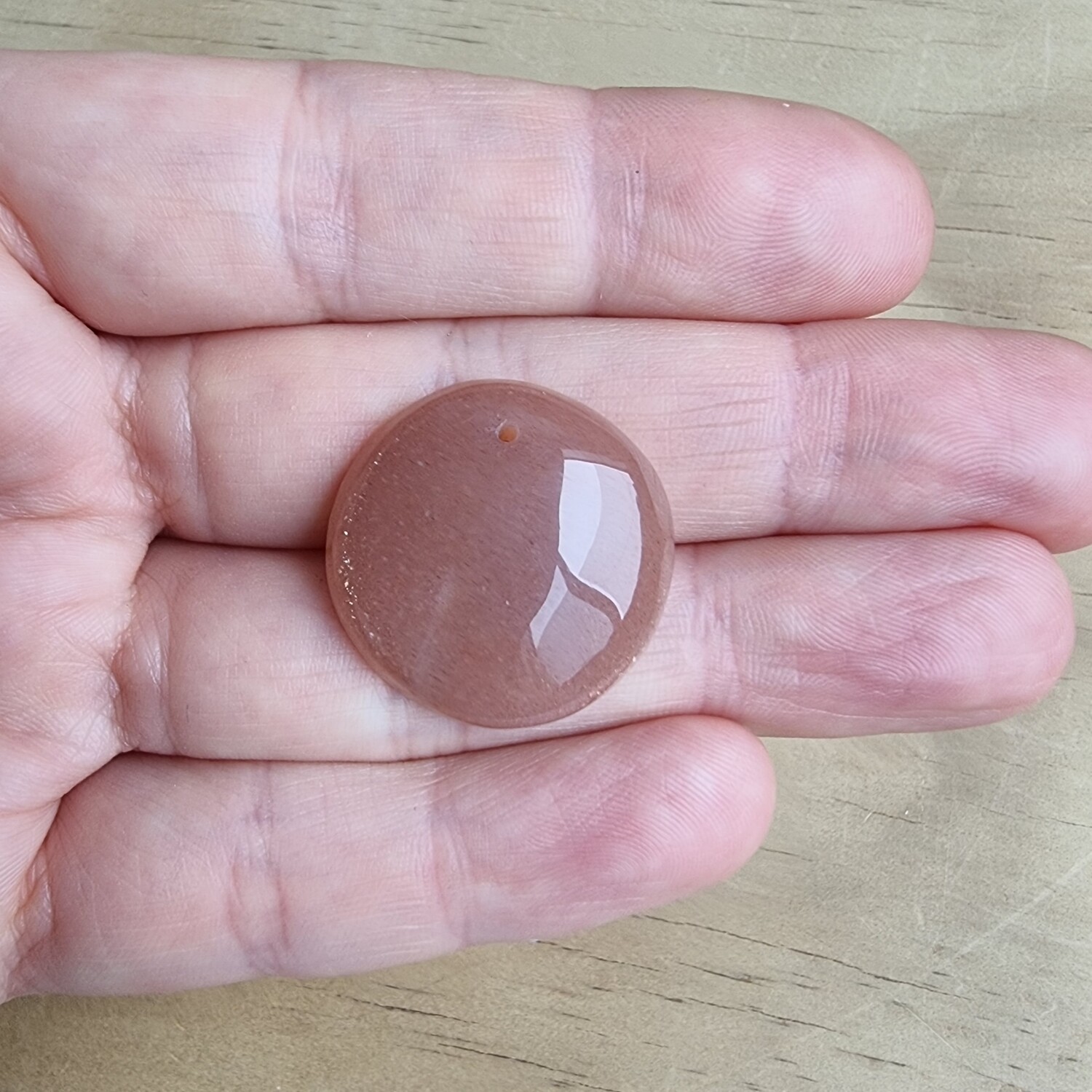 Peach Moonstone top drilled Cabochon / Pendant for jewelry making or diy craft projects 6.6gr