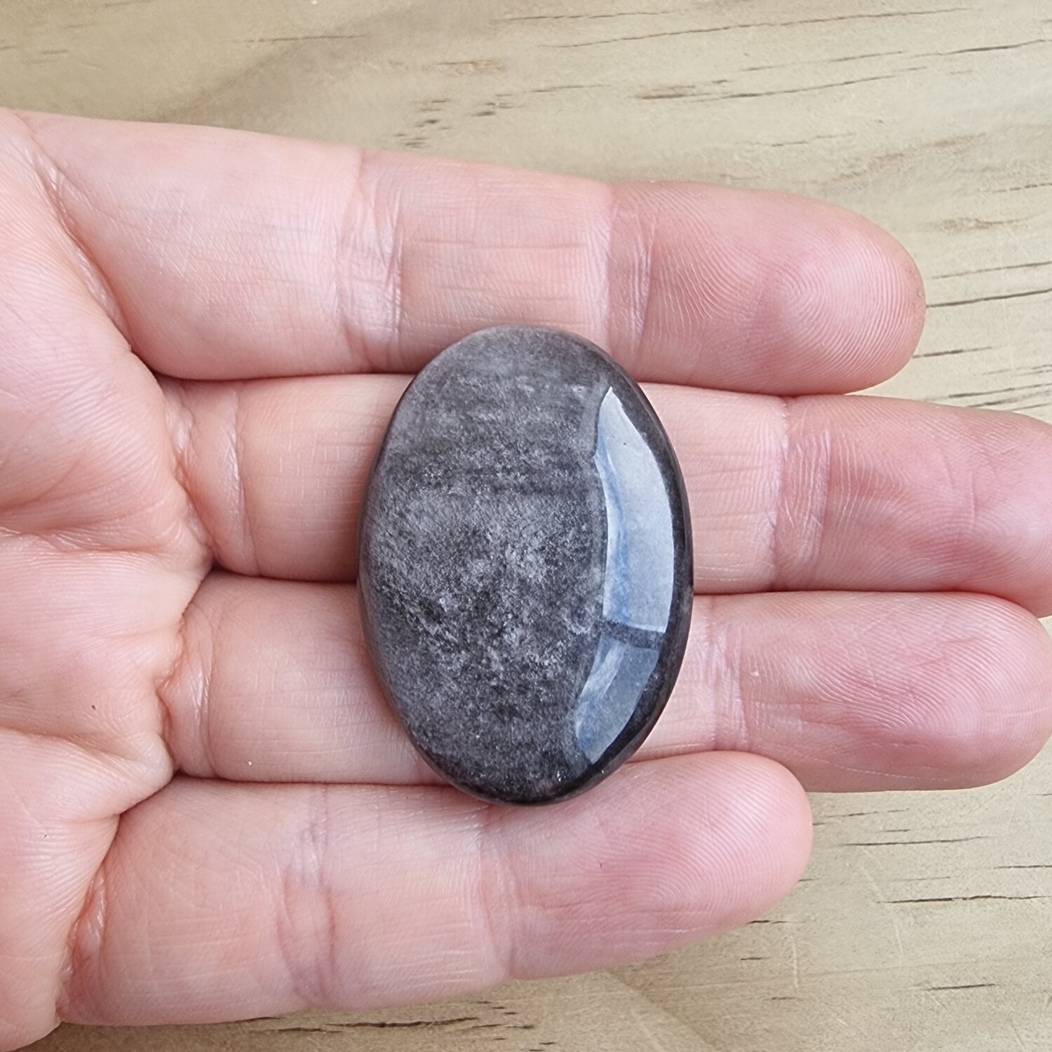 Silver Sheen Obsidian Cabochon / Pendant for jewelry making or diy craft projects 11.8gr