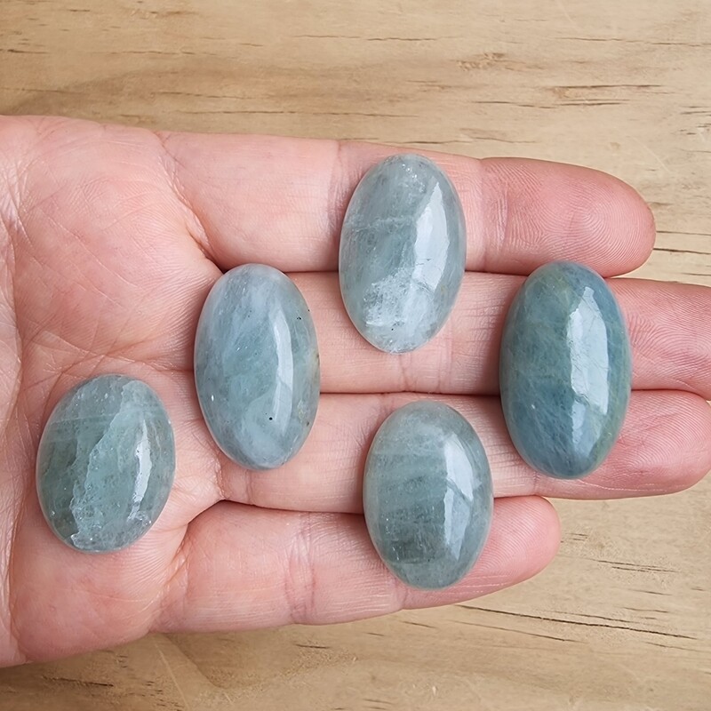 5 x Aquamarine Cabochon Lot / Pendant Lot for jewelry making or diy craft projects 37.4gr