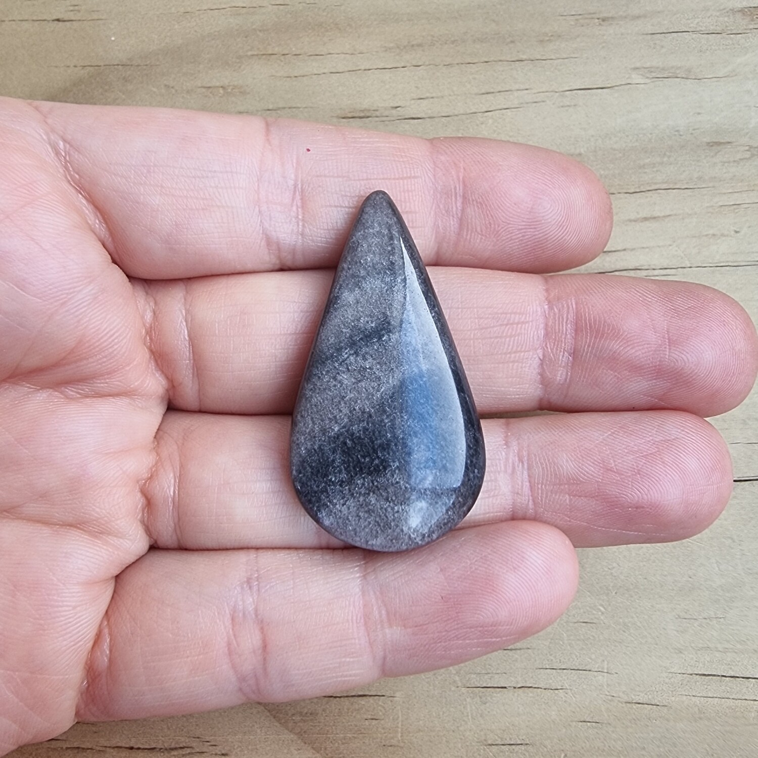 Silver Sheen Obsidian Cabochon / Pendant for jewelry making or diy craft projects 8.9gr