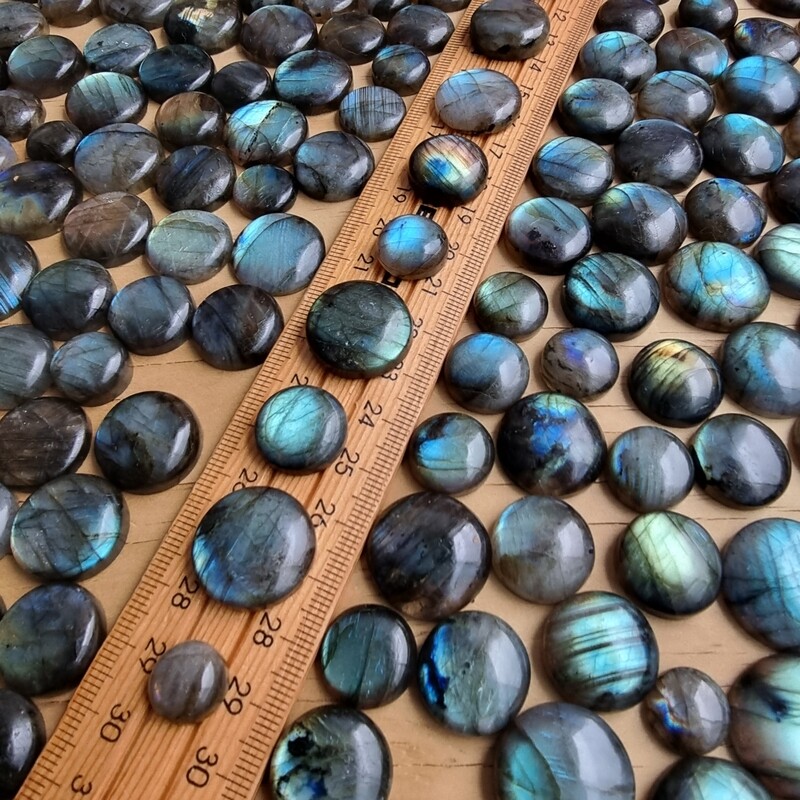 Labradorite Mini / Small Round Circle Cabochons for Jewelry Making - Bulk Wholesale Labradorite Cabochons sold by weight