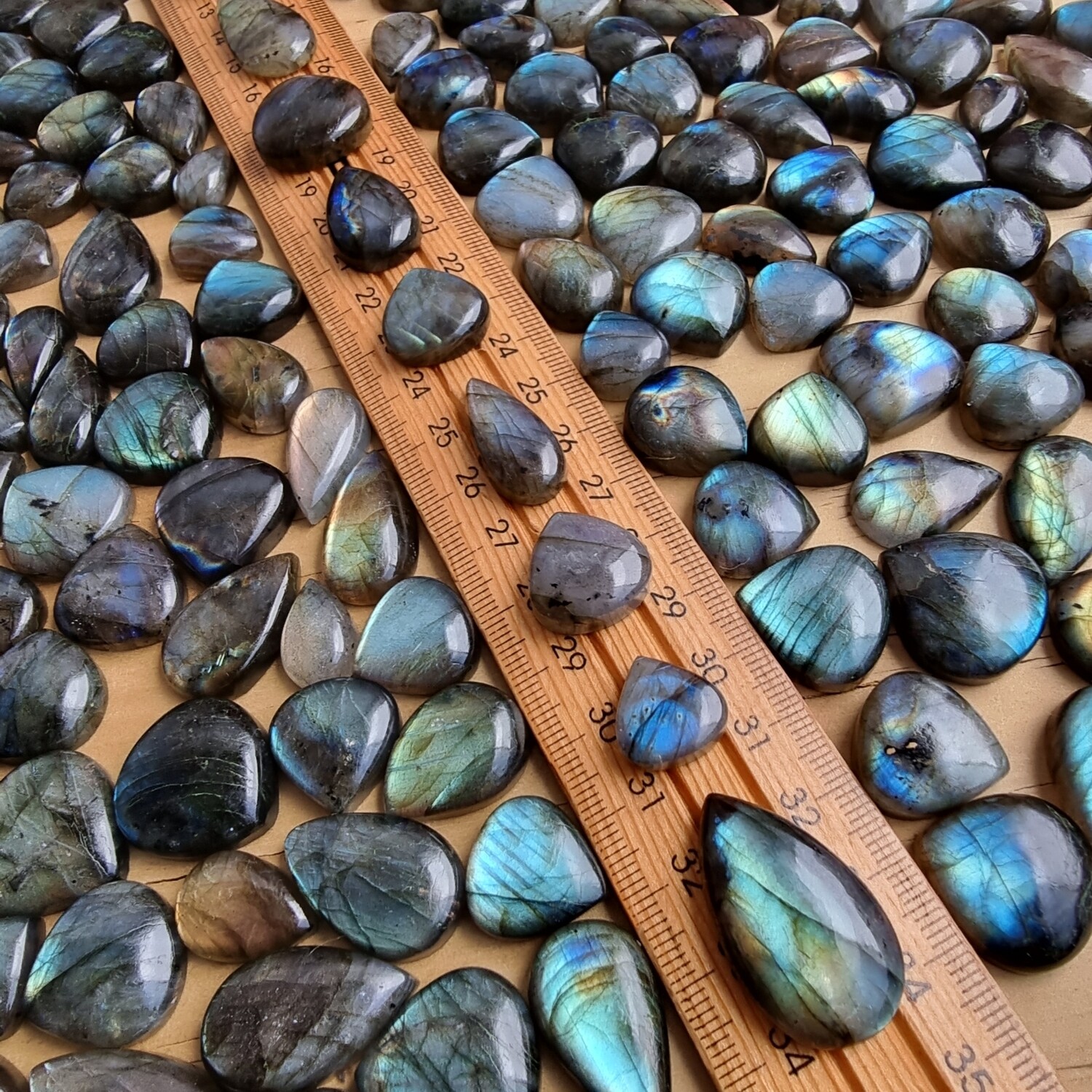 Labradorite Mini / Small Teardrop Cabochons for Jewelry Making - Bulk Wholesale Labradorite Cabochons sold by weight