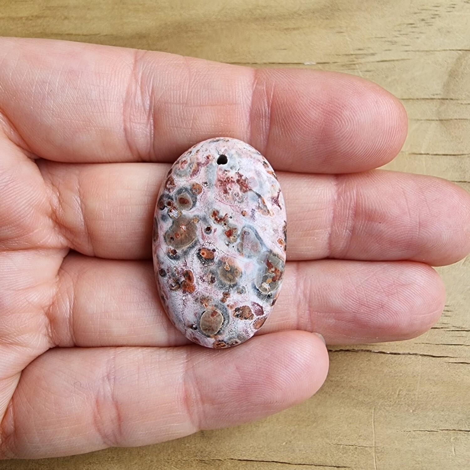 Leopard Jasper top drilled Cabochon / Pendant for jewelry making or diy craft projects 8.9gr