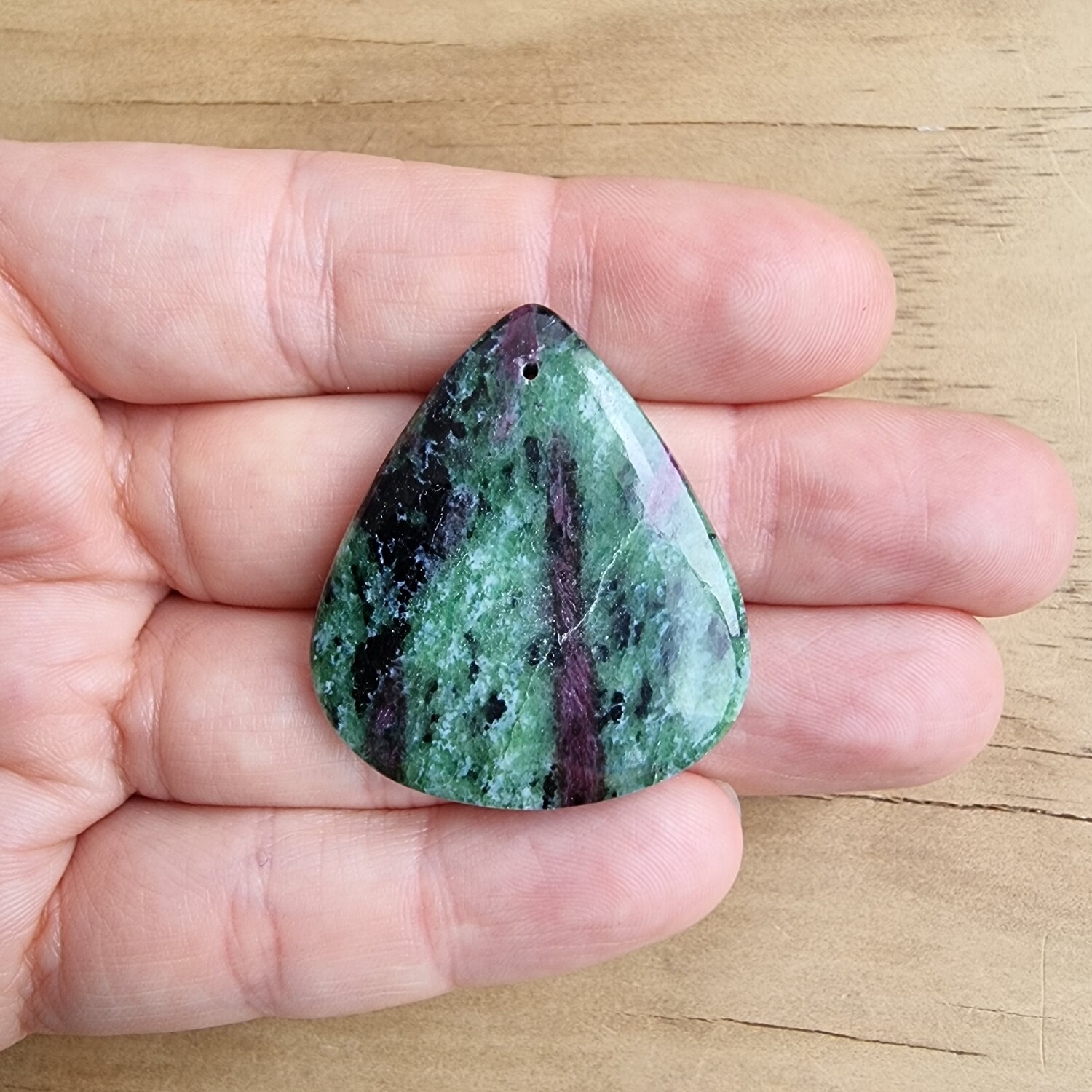 Ruby Zoisite top drilled Cabochon / Pendant for jewelry making or diy craft projects 16gr