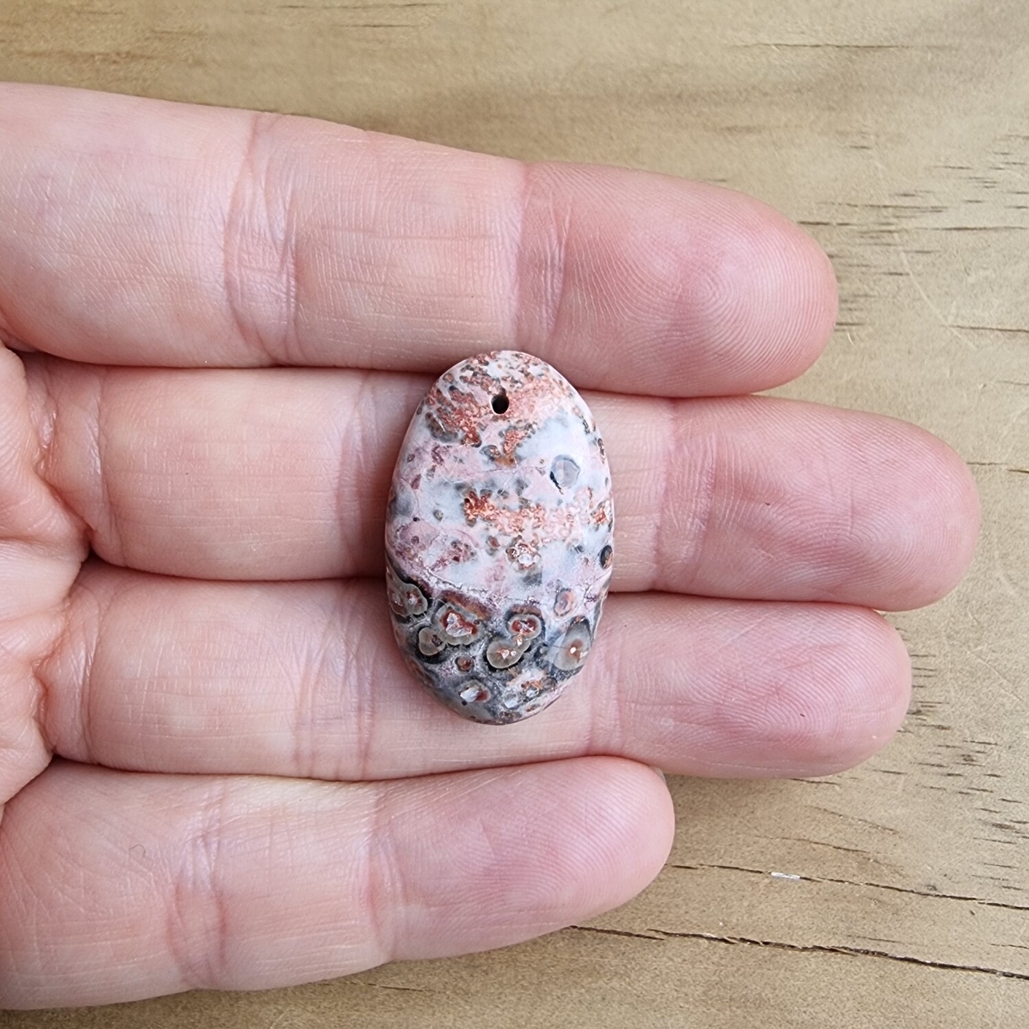 Leopard Jasper top drilled Cabochon / Pendant for jewelry making or diy craft projects 5.2gr