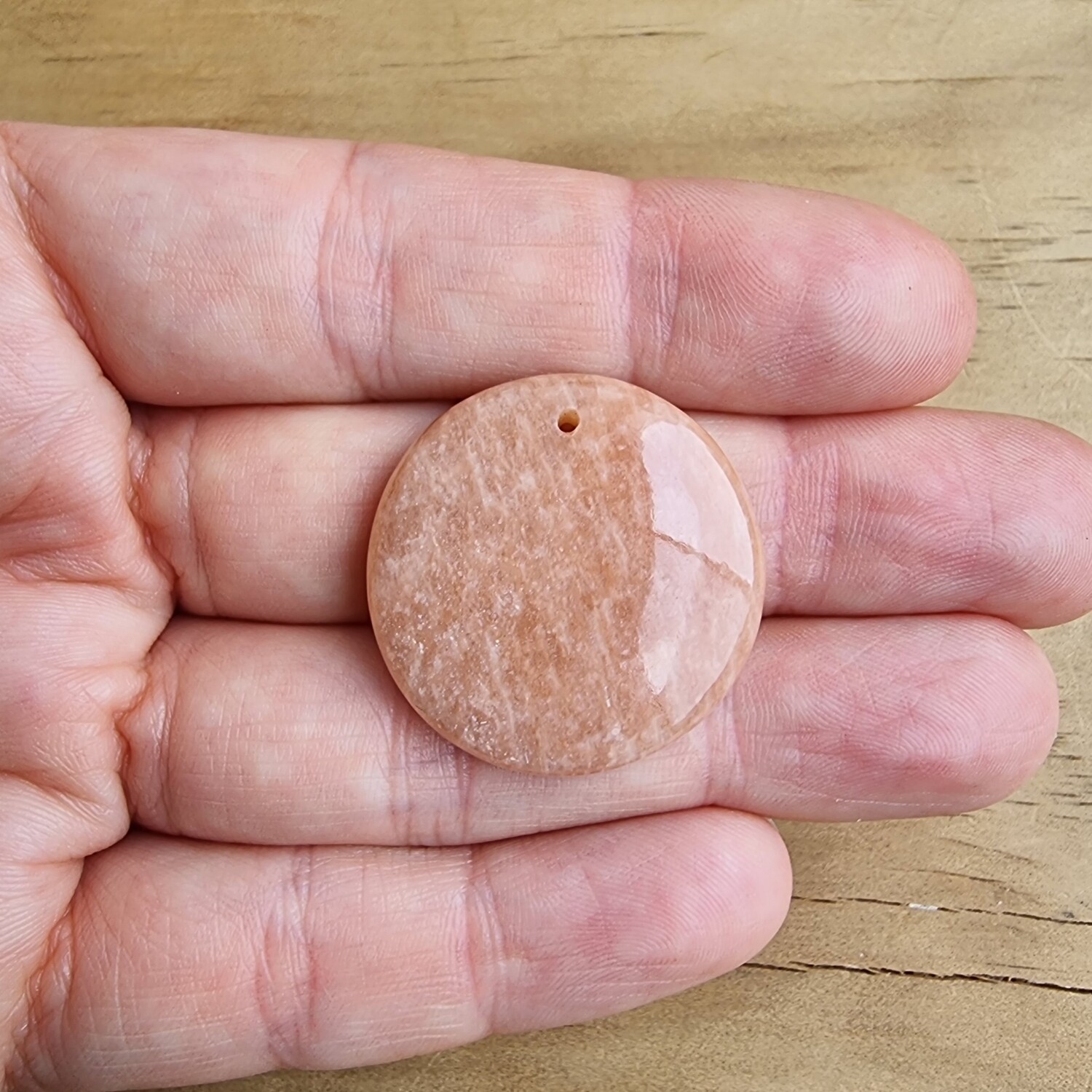 Peach Aventurine top drilled Cabochon / Pendant for jewelry making or diy craft projects 9.3gr