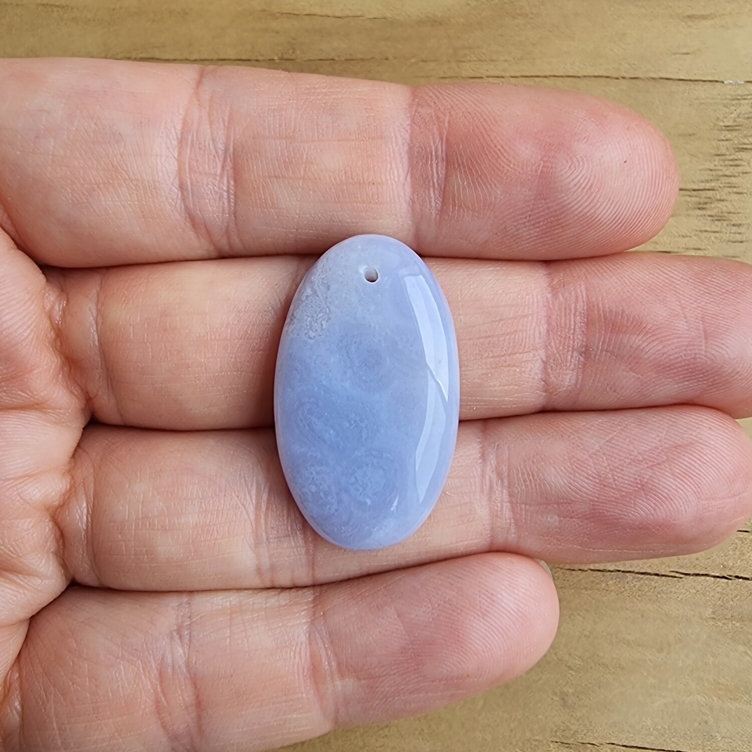 Blue Lace Agate top drilled Cabochon / Pendant for jewelry making or diy craft projects 6gr