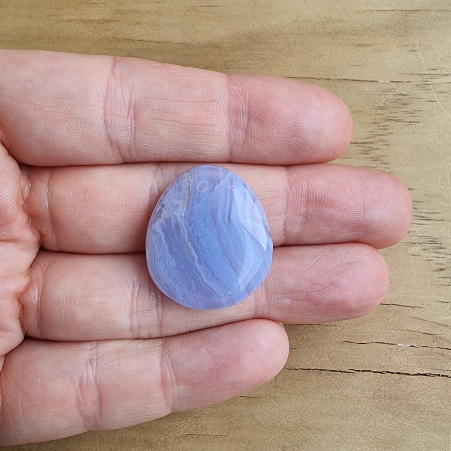 Blue Lace Agate top drilled Cabochon / Pendant for jewelry making or diy craft projects 7.1gr