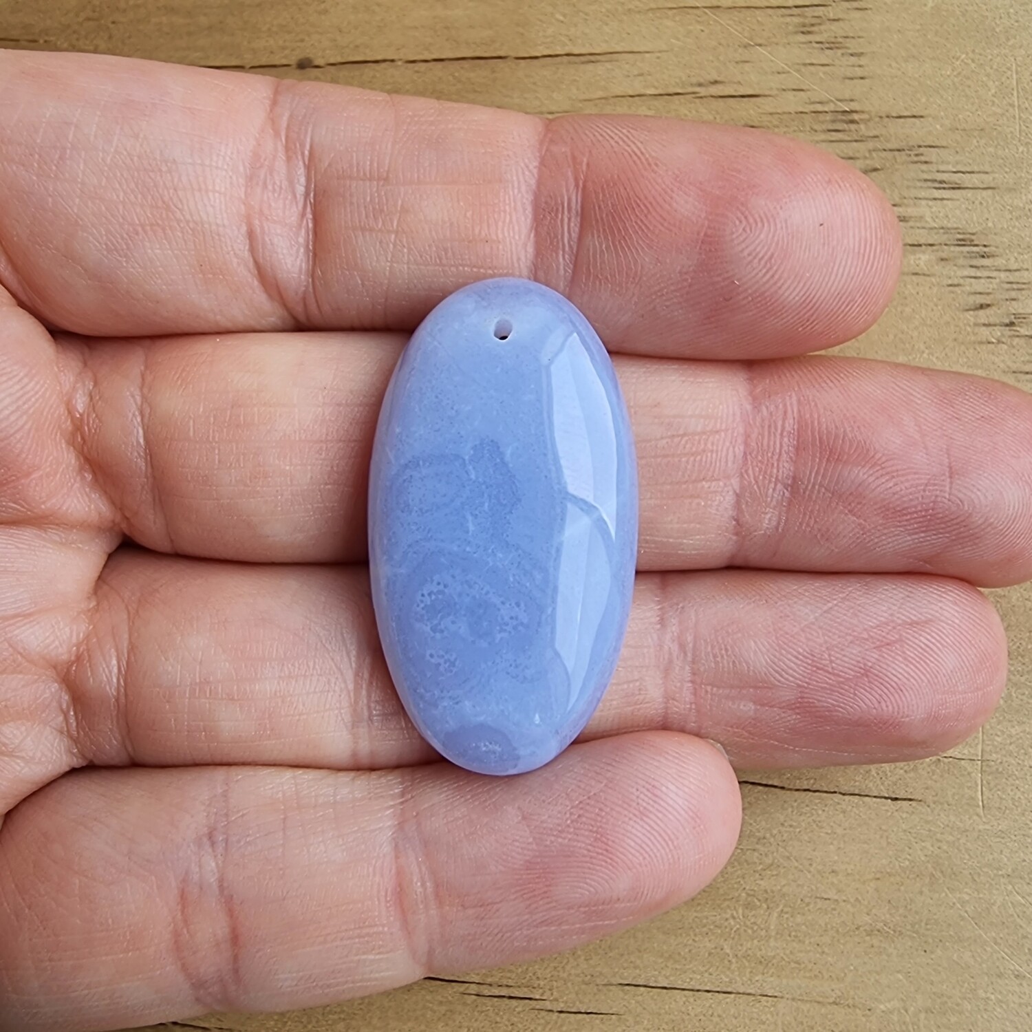 Blue Lace Agate top drilled Cabochon / Pendant for jewelry making or diy craft projects 8.9gr