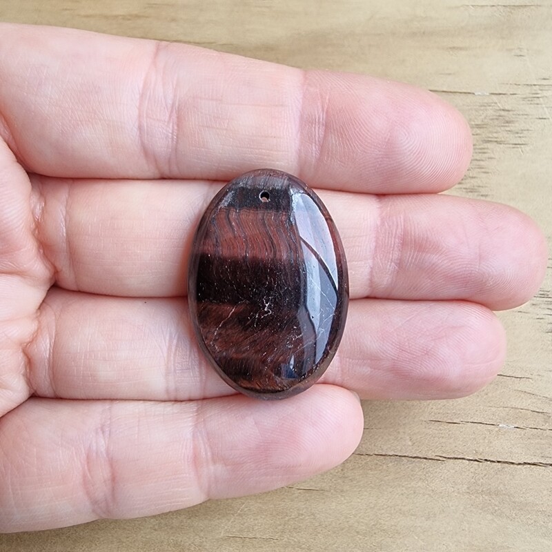 Red Tiger Eye top drilled Cabochon / Pendant for jewelry making or diy craft projects 8.2gr