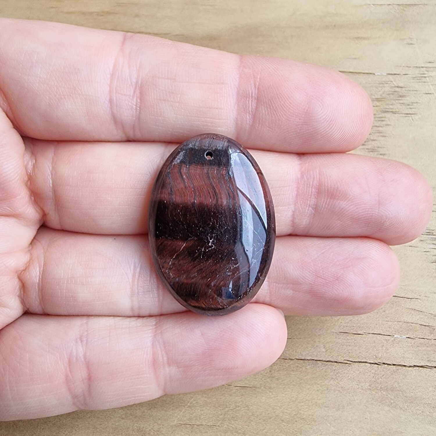 Red Tiger Eye top drilled Cabochon / Pendant for jewelry making or diy craft projects 8.2gr