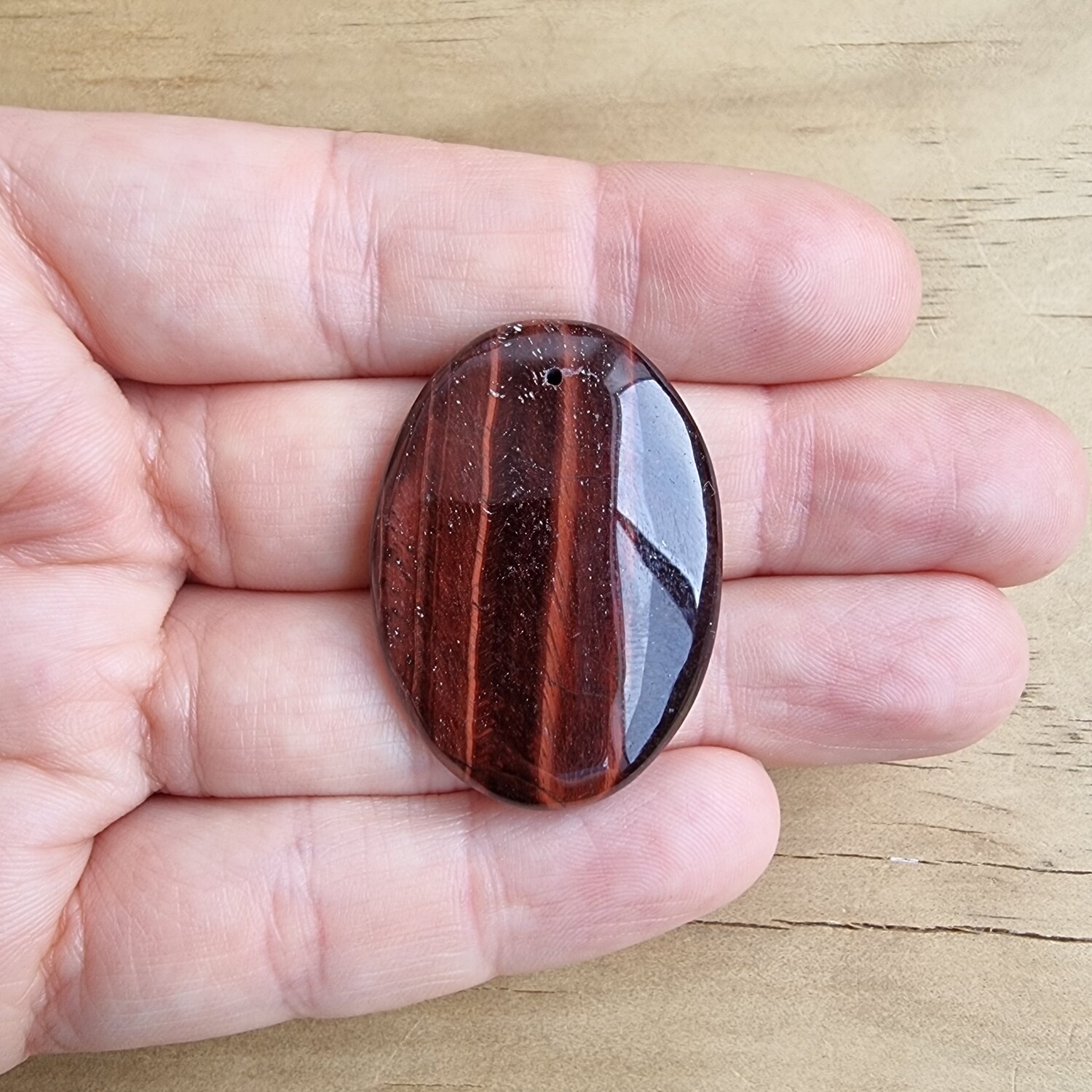 Red Tiger Eye top drilled Cabochon / Pendant for jewelry making or diy craft projects 10.9gr