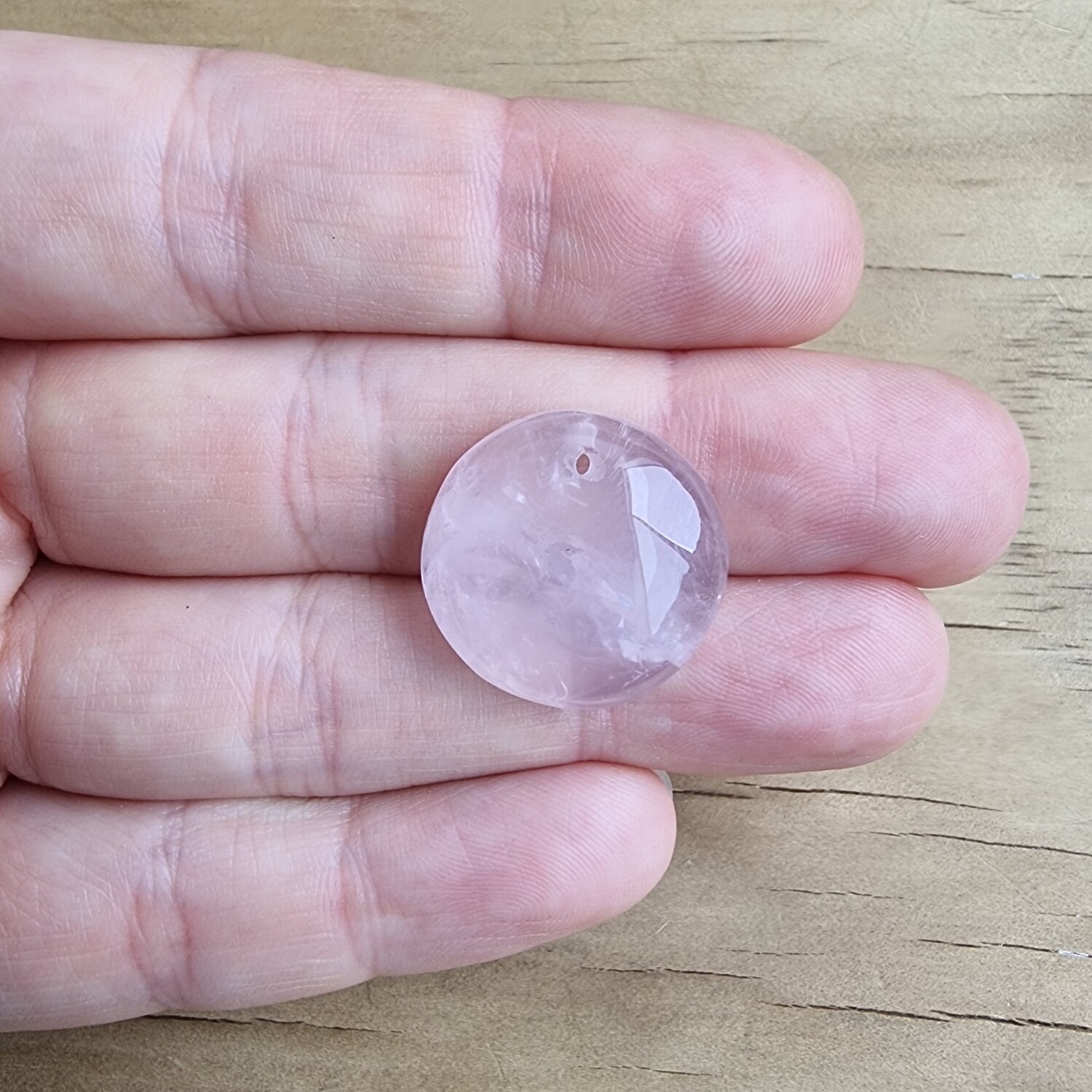 Rose Quartz top drilled Cabochon / Pendant for jewelry making or diy craft projects 6gr