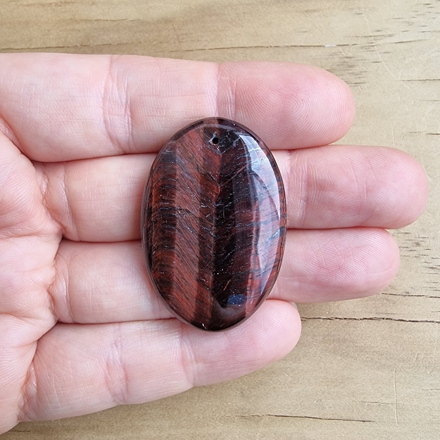 Red Tiger Eye top drilled Cabochon / Pendant for jewelry making or diy craft projects 14.9gr