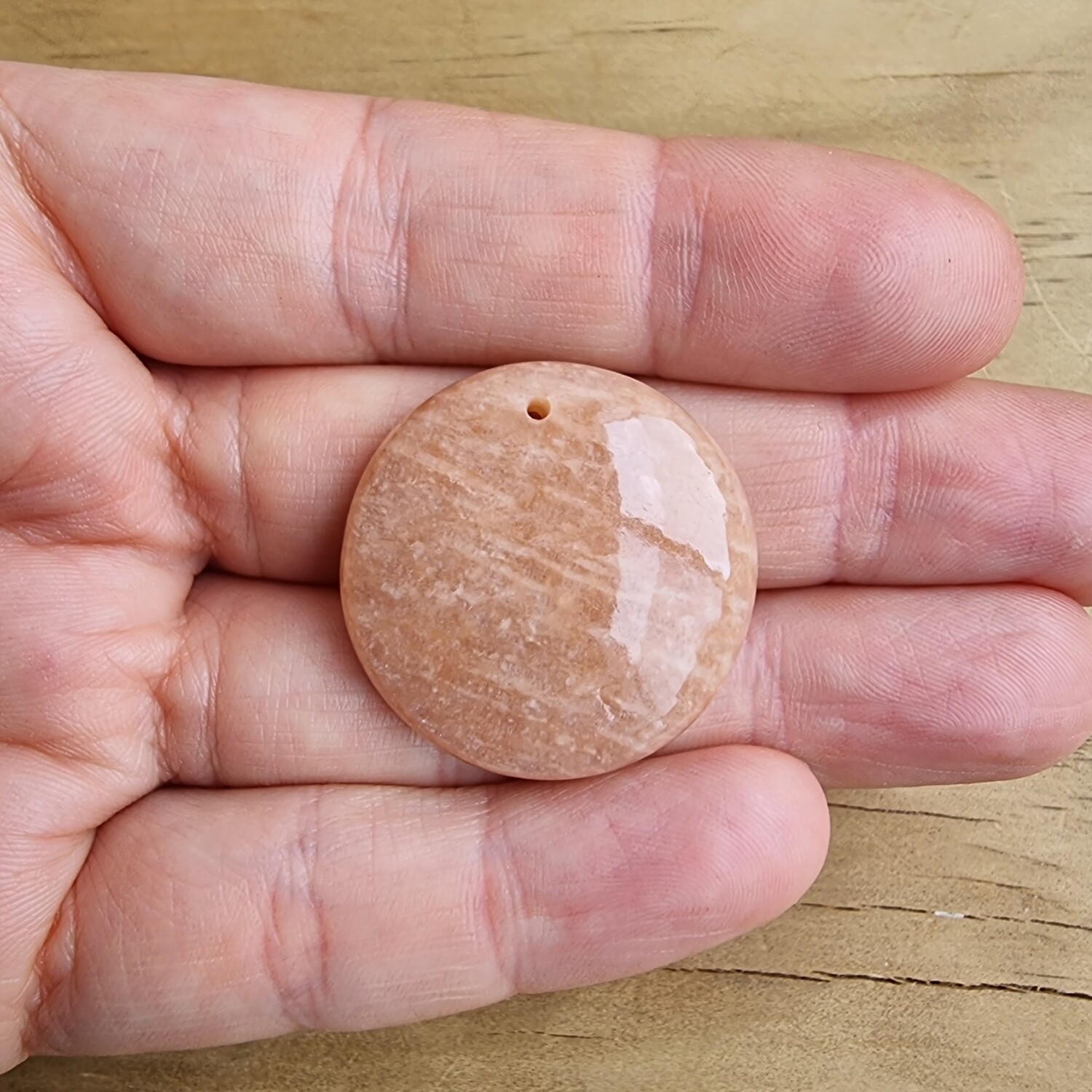 Peach Aventurine top drilled Cabochon / Pendant for jewelry making or diy craft projects 11.2gr