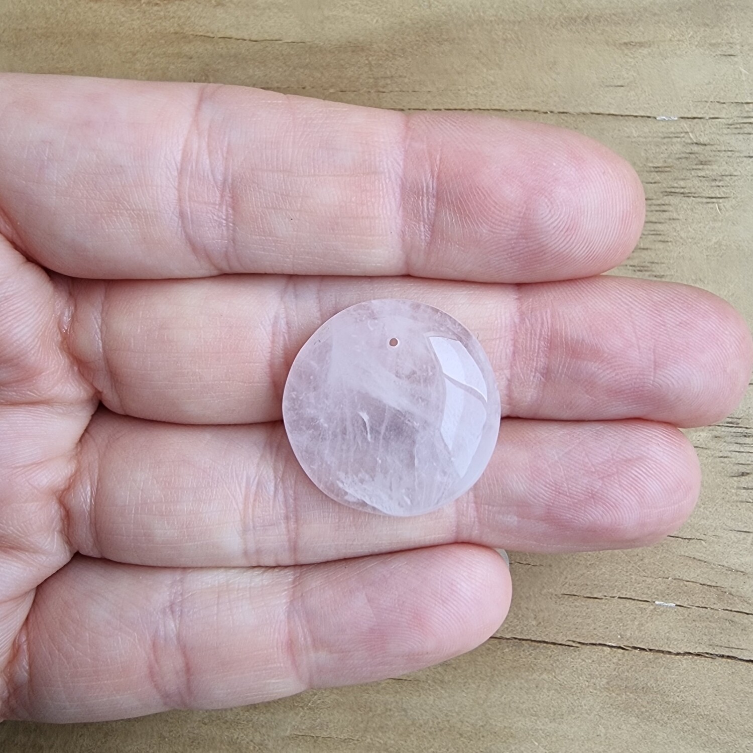 Rose Quartz top drilled Cabochon / Pendant for jewelry making or diy craft projects 6gr