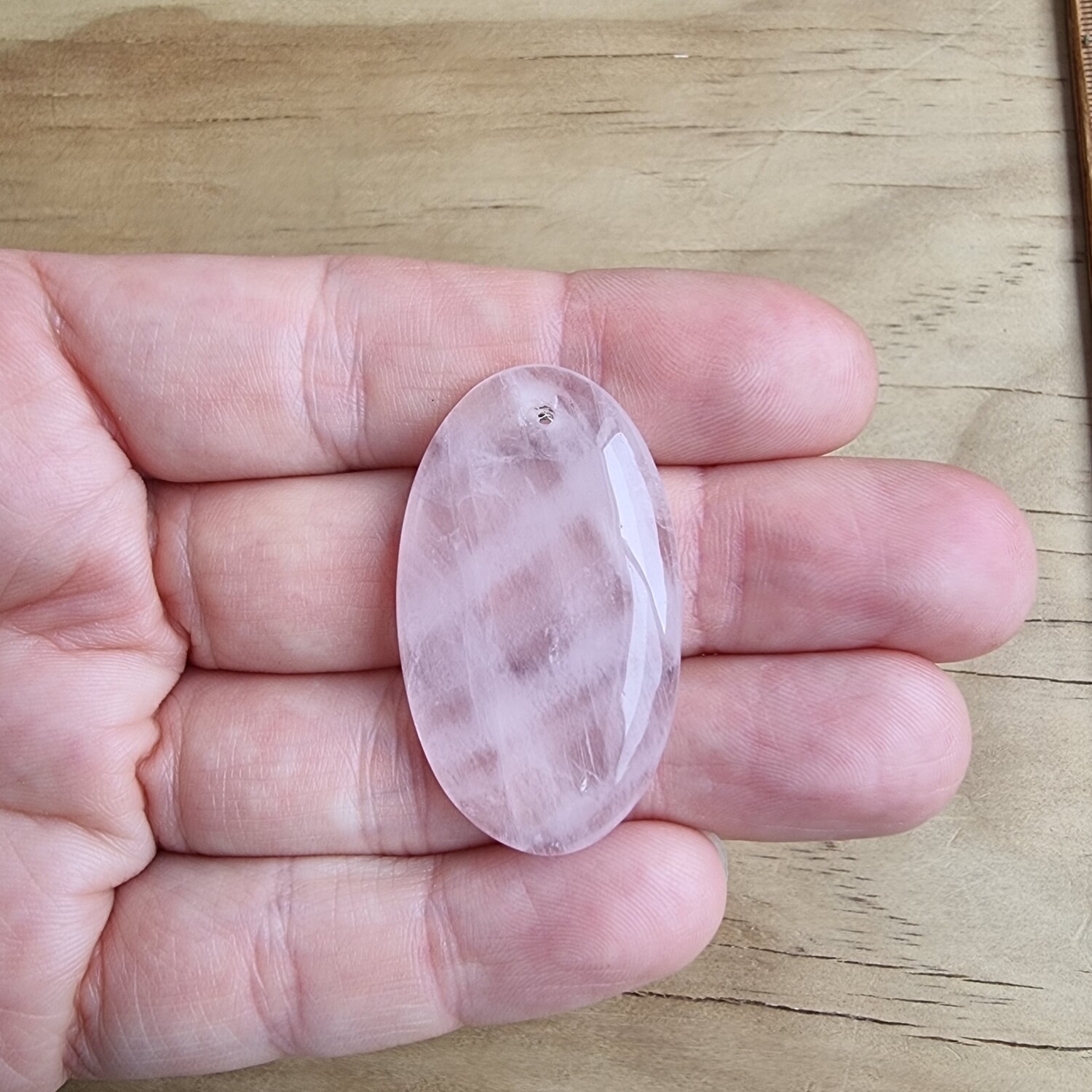 Rose Quartz top drilled Cabochon / Pendant for jewelry making or diy craft projects 11.6gr