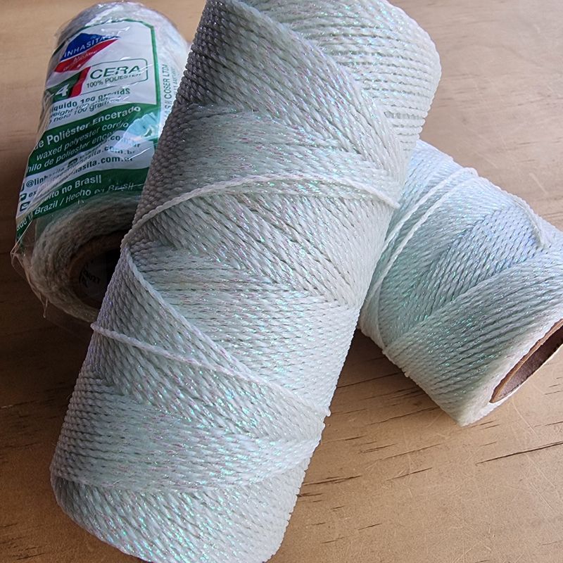 Cor #FRESH MINT Metallic 1mm Waxed Linhasita Thread 170m Spool