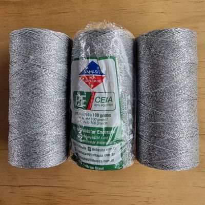 Cor #PRATA Metallic Silver 0.5mm Waxed Linhasita Thread 330m Spool