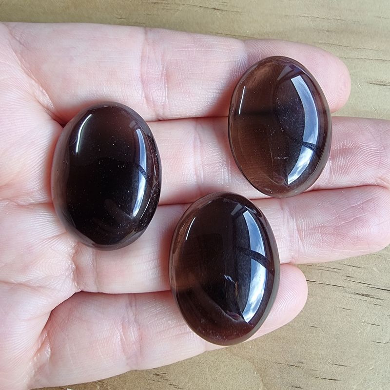 3 x Smokey Quartz Cabochon Lot / Pendant Lot for jewelry making or diy craft projects 25.8gr