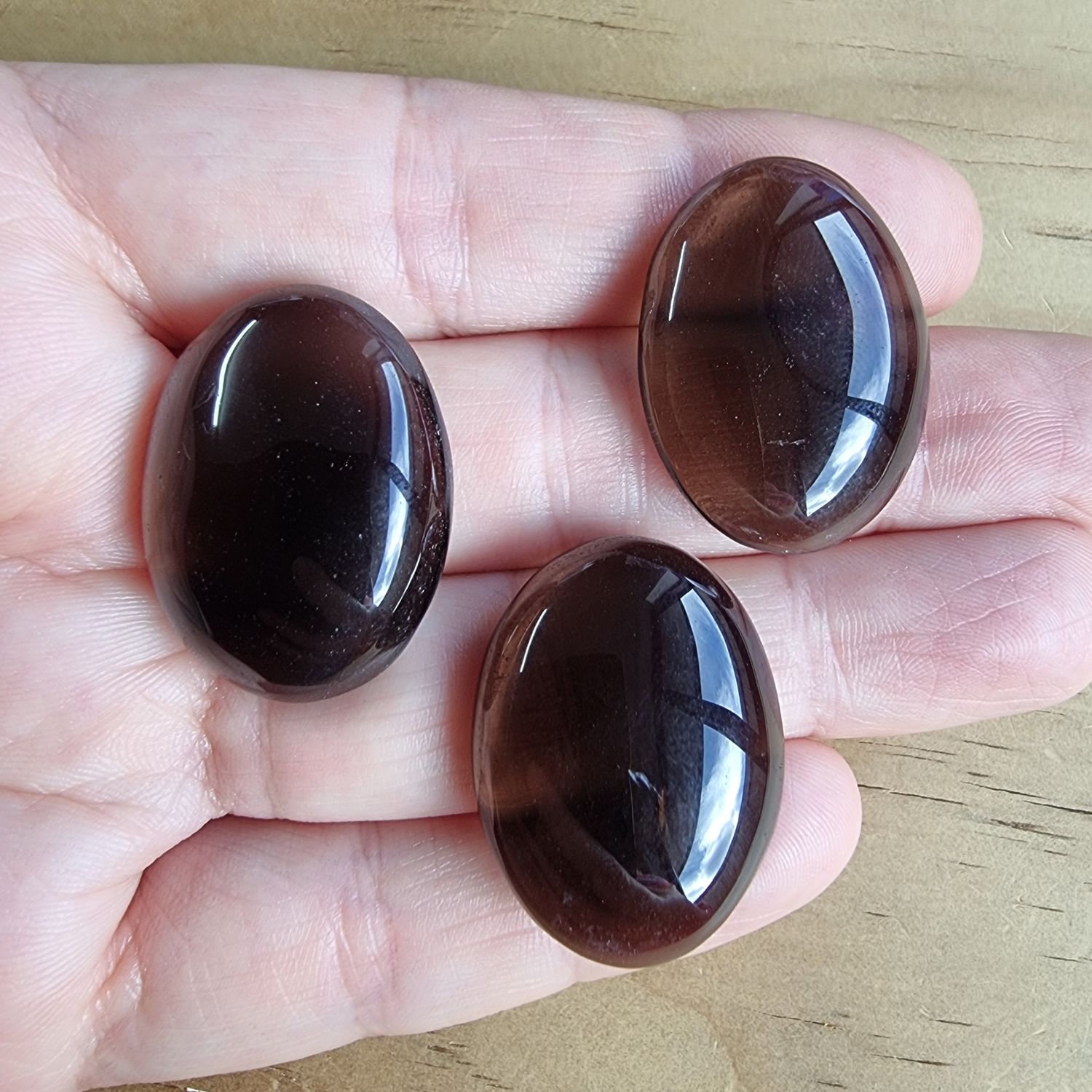 3 x Smokey Quartz Cabochon Lot / Pendant Lot for jewelry making or diy craft projects 25.8gr