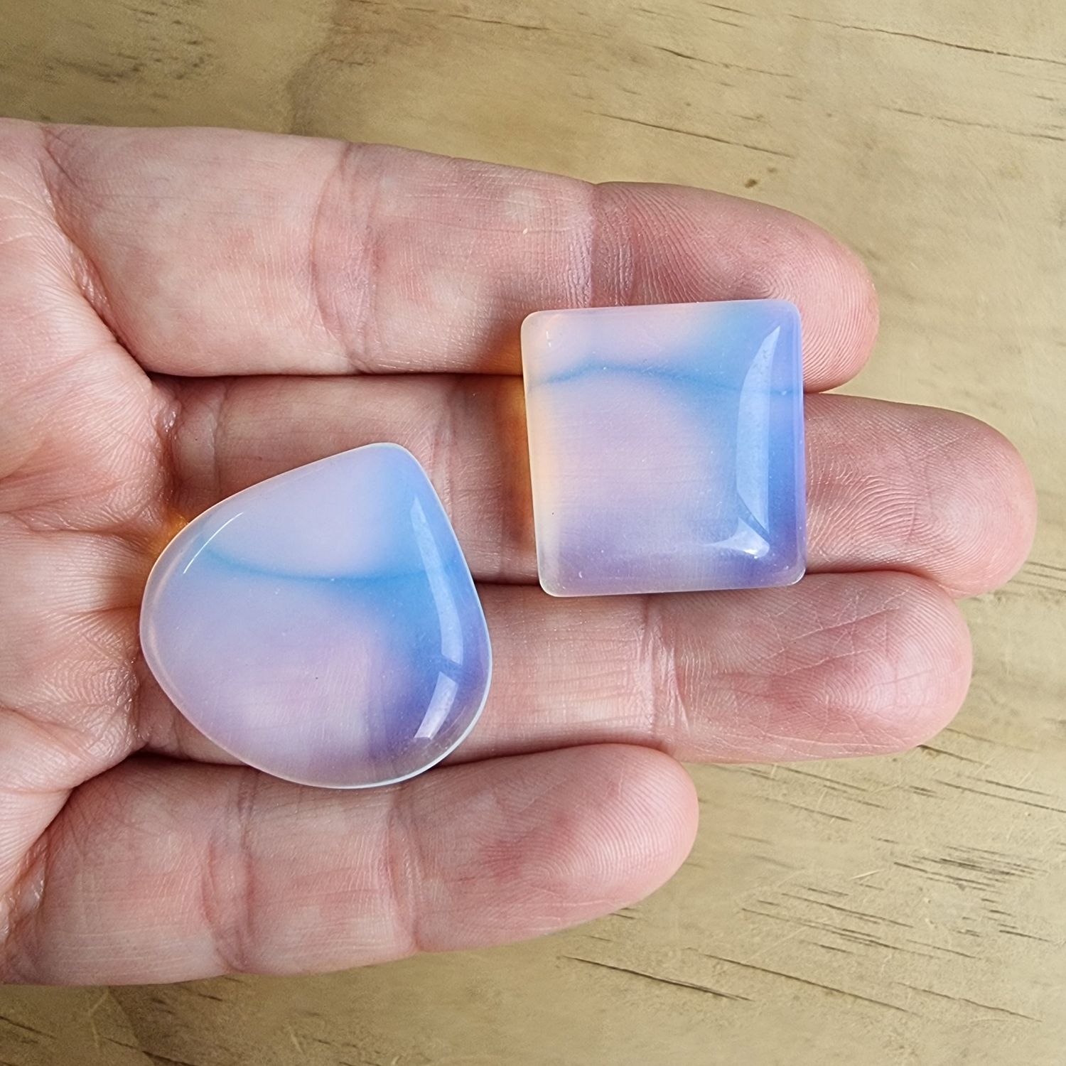2 x Opalite Cabochon Lot / Pendant Lot for jewelry making or diy craft projects 17.1gr