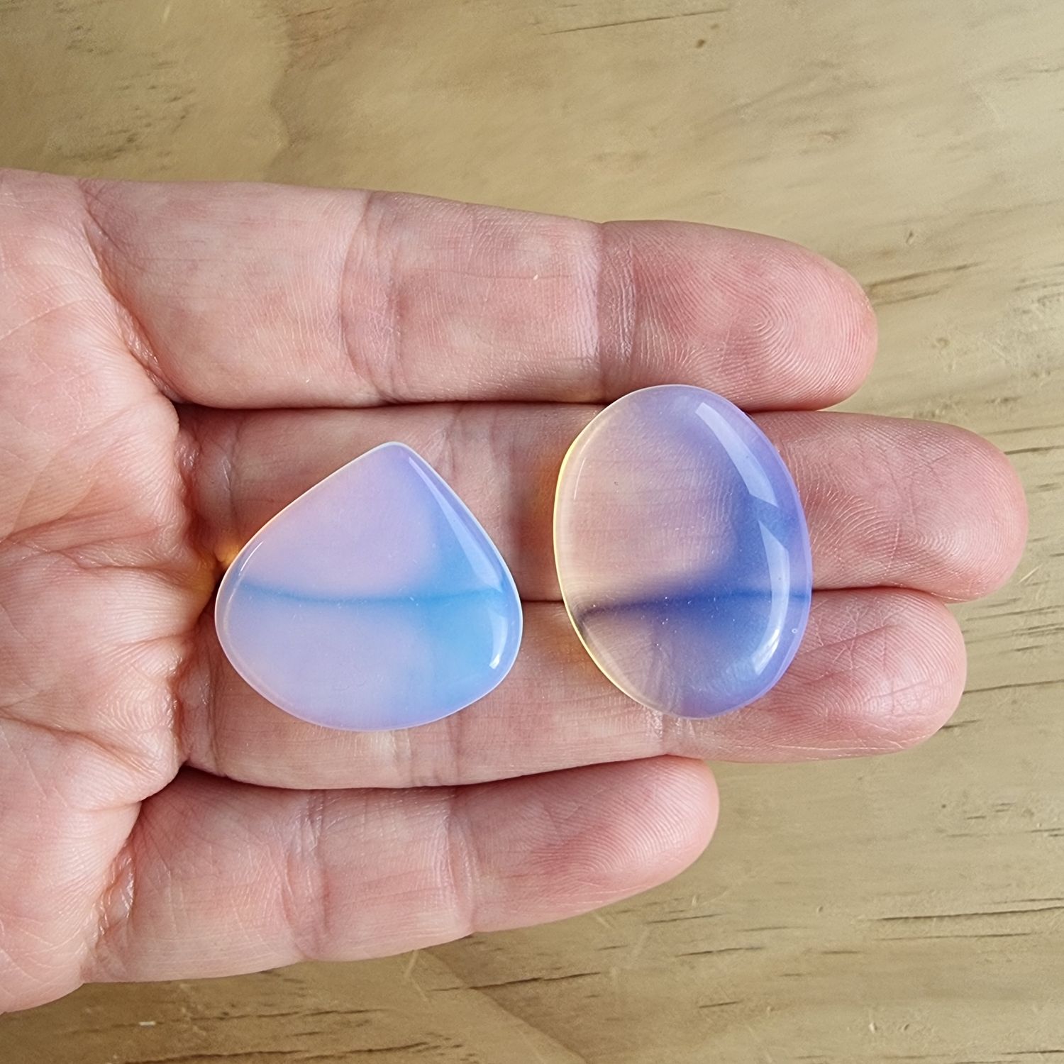 2 x Opalite Cabochon Lot / Pendant Lot for jewelry making or diy craft projects 10.9gr