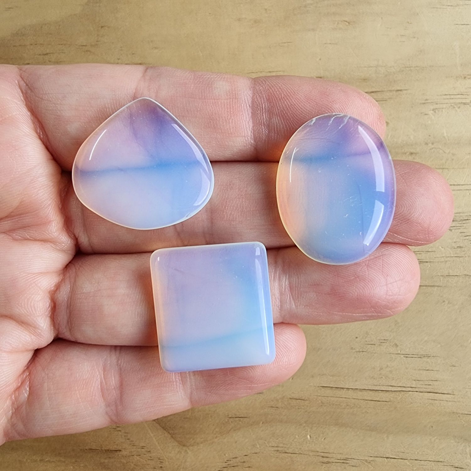 3 x Opalite Cabochon Lot / Pendant Lot for jewelry making or diy craft projects 16.7gr