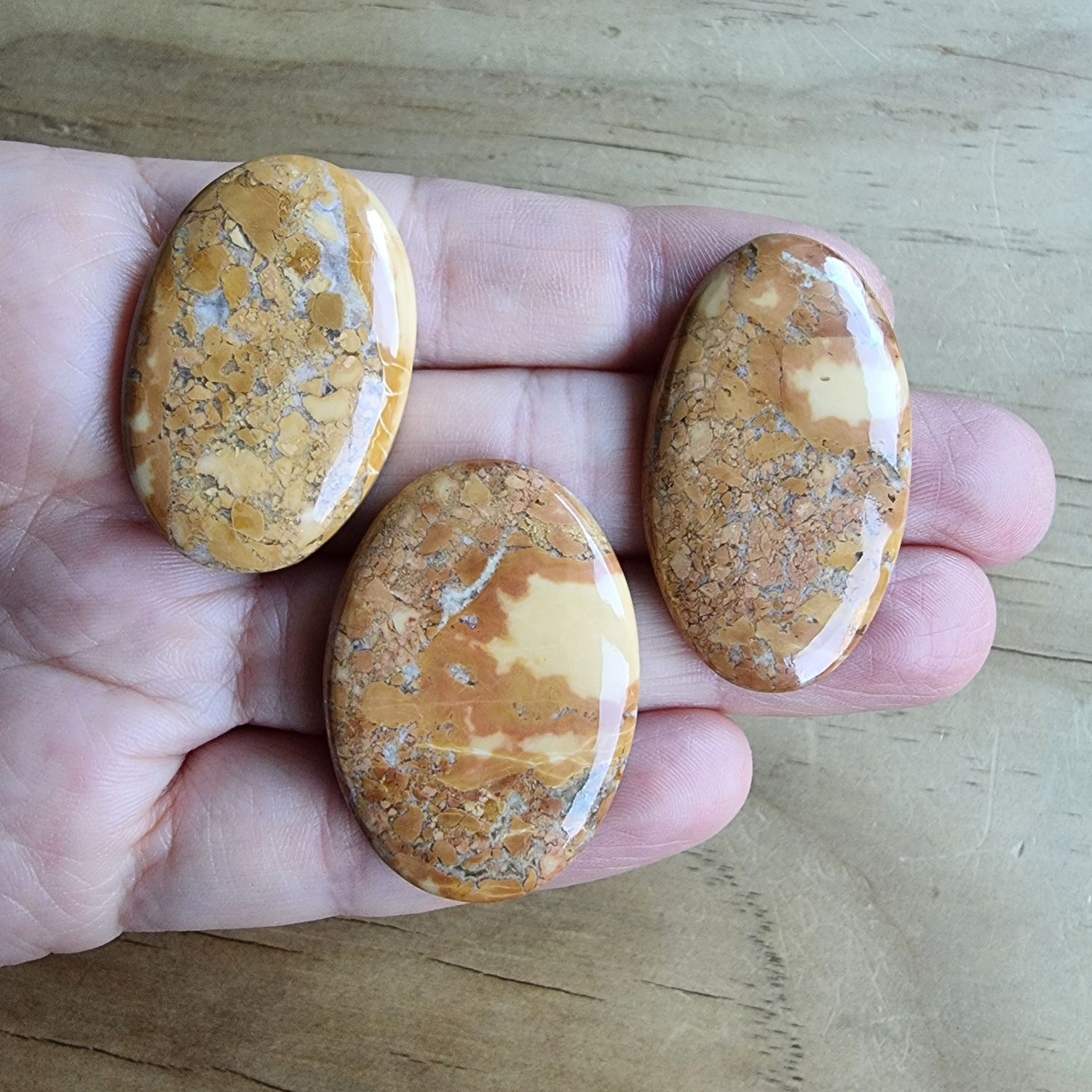 3 x Malingano Jasper Cabochon Lot / Pendant Lot for jewelry making or diy craft projects 35.9gr