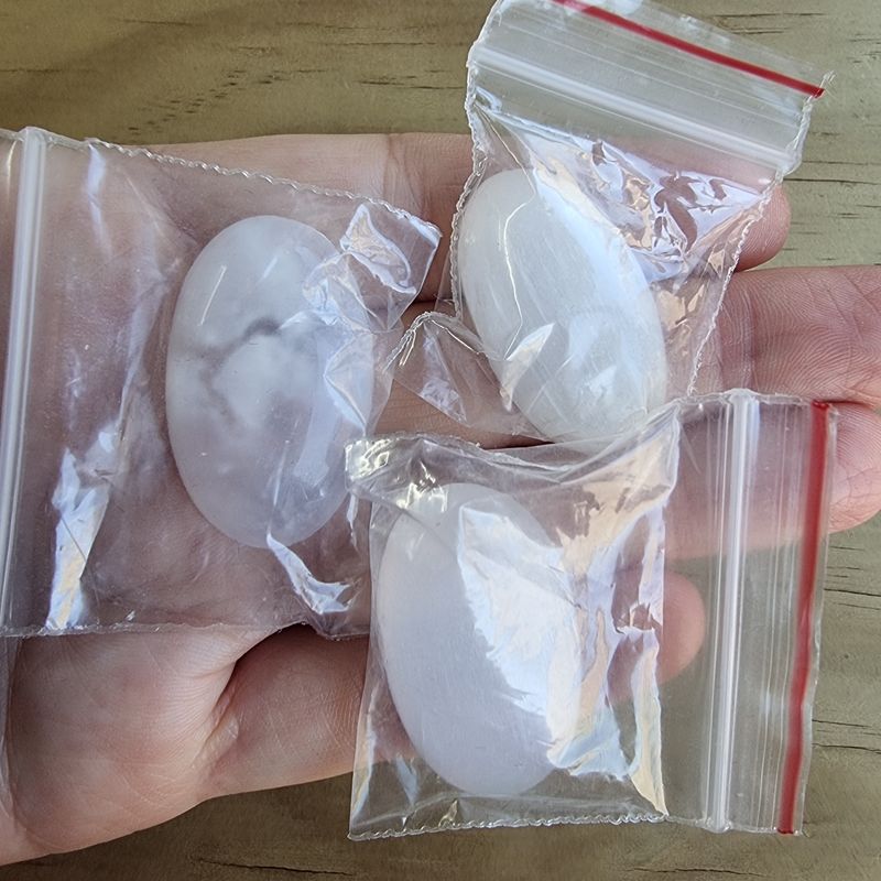 3 x Selenite Cabochon Lot / Pendant Lot for jewelry making or diy craft projects 32.3gr
