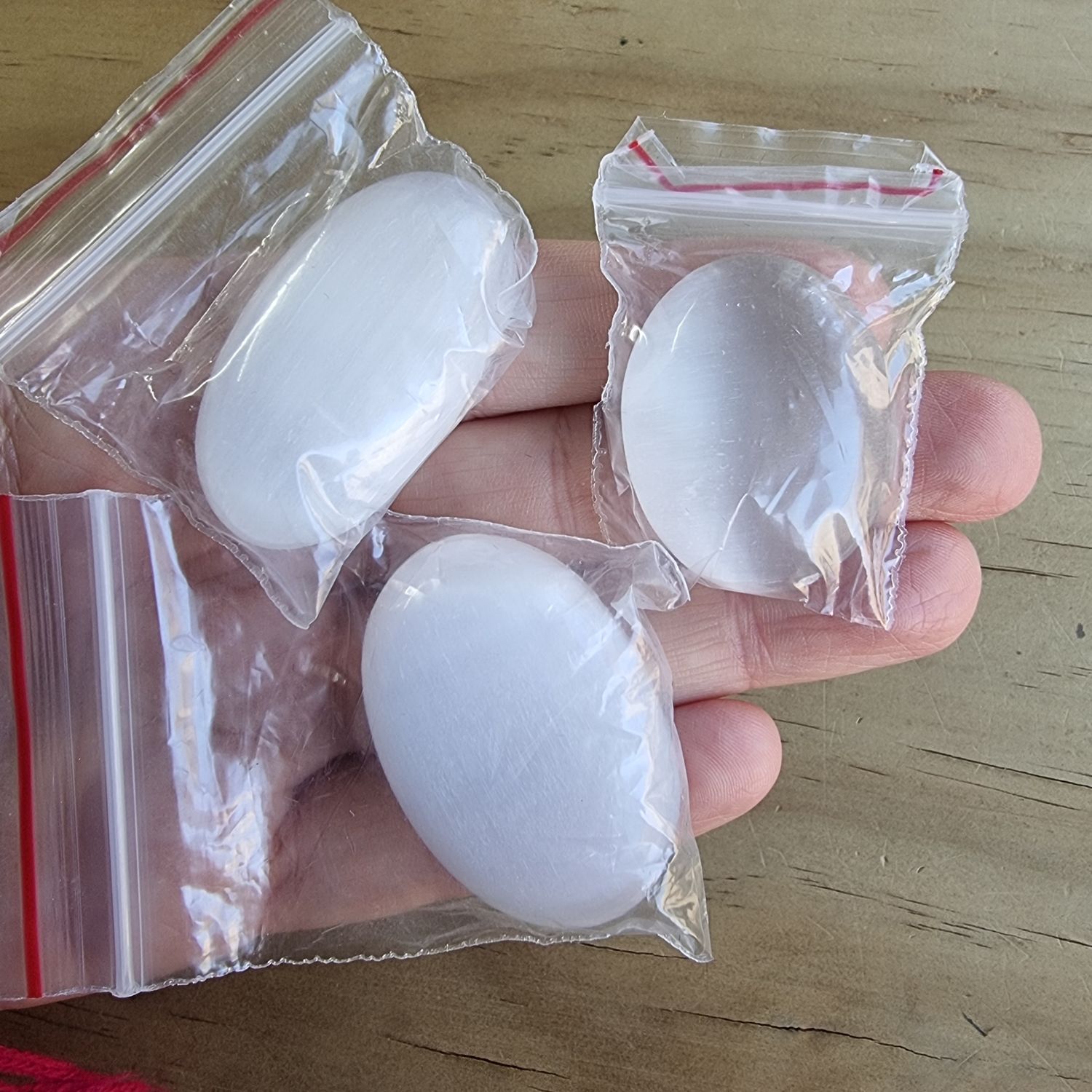 3 x Selenite Cabochon Lot / Pendant Lot for jewelry making or diy craft projects 54gr