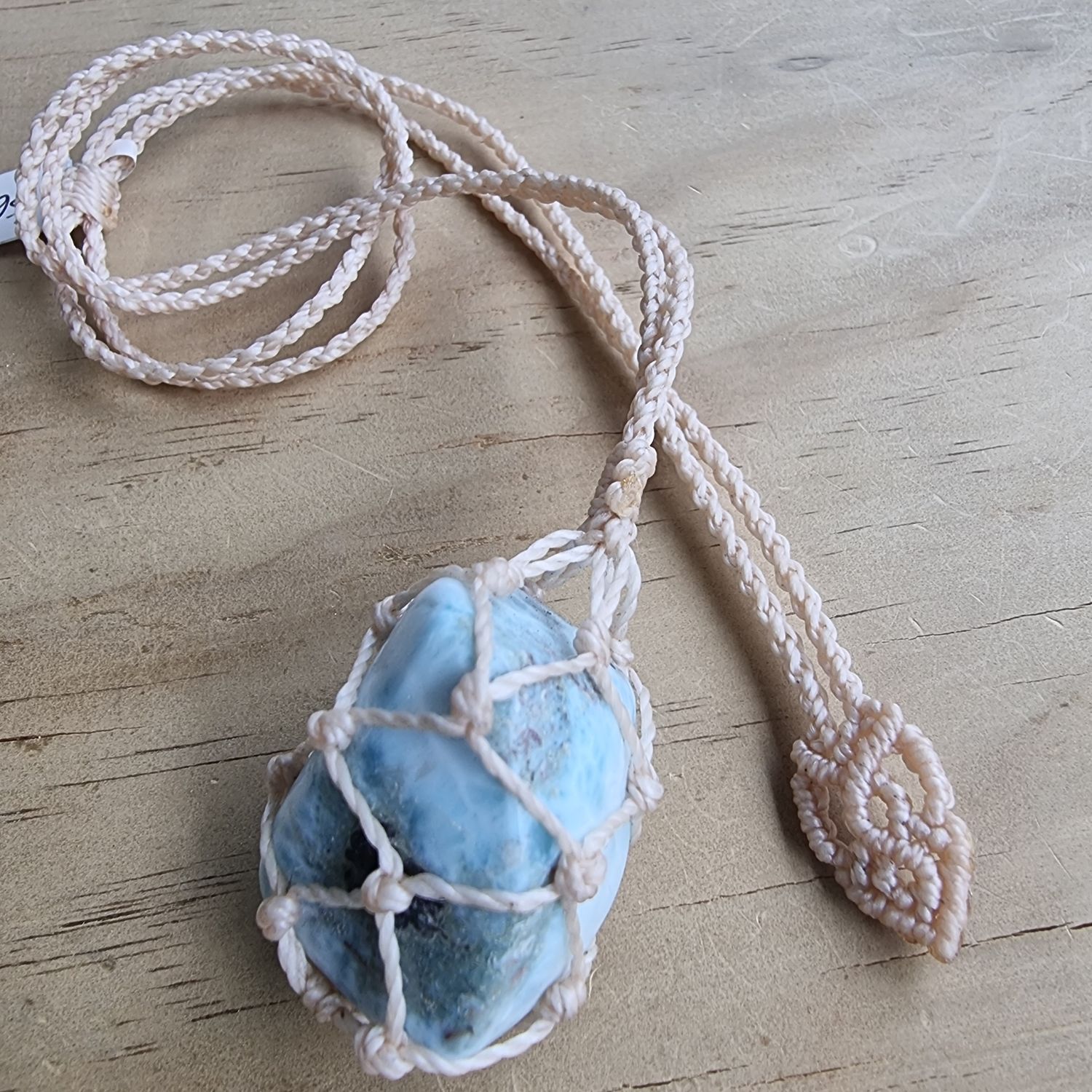 Larimar Adjustable MicroMacrame Interchangeable Basket Necklace