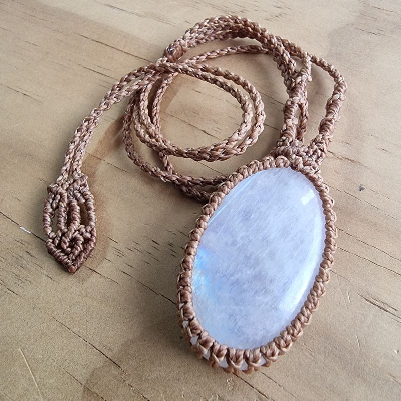 Moonstone Adjustable Micromacrame Necklace