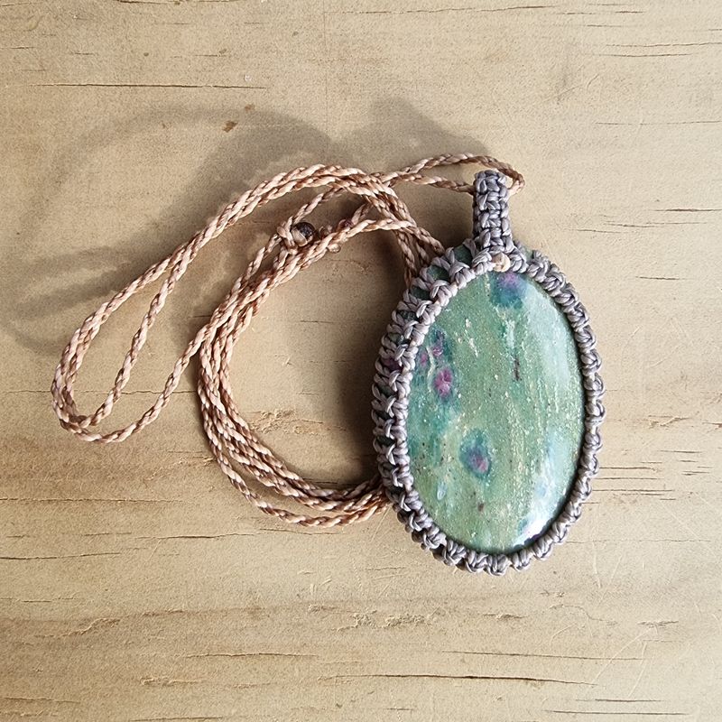 Ruby Fuschite Adjustable Micromacrame Necklace