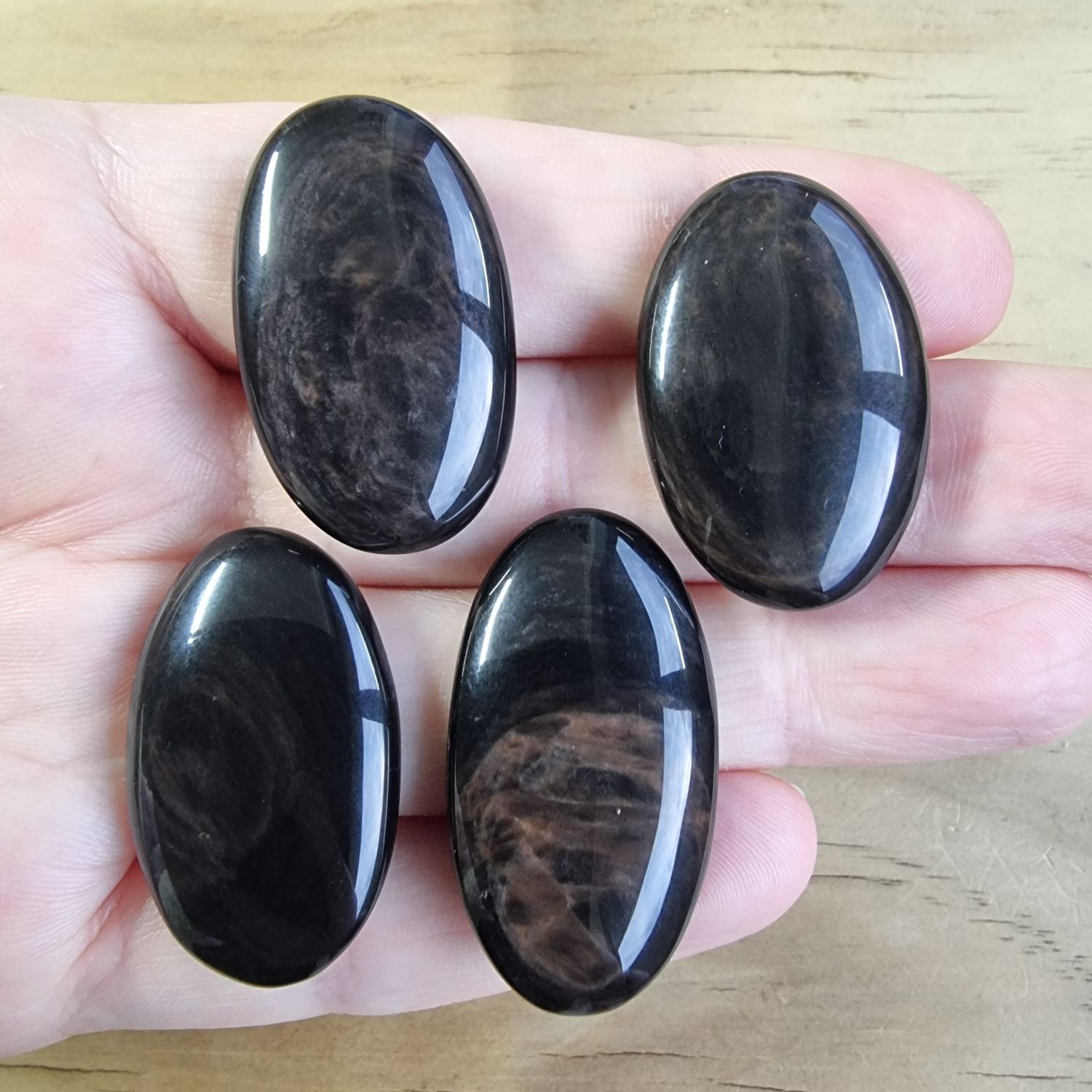 4 x Obsidian Cabochon Lot / Pendant Lot for jewelry making or diy craft projects 28gr