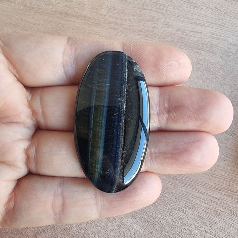 Blue Tiger Eye Cabochon / Pendant for jewelry making or diy craft projects 15.5gr