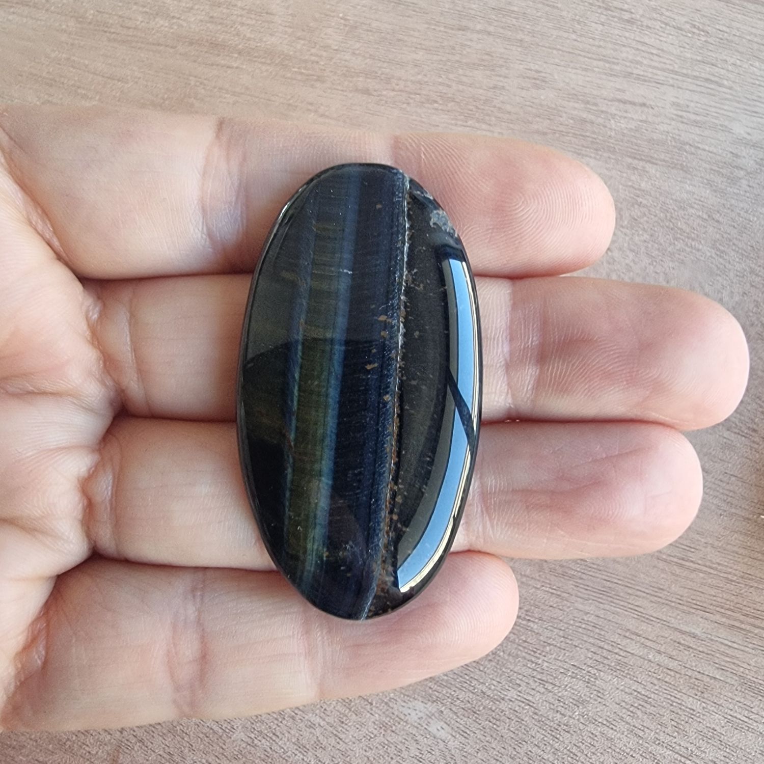 Blue Tiger Eye Cabochon / Pendant for jewelry making or diy craft projects 15.5gr