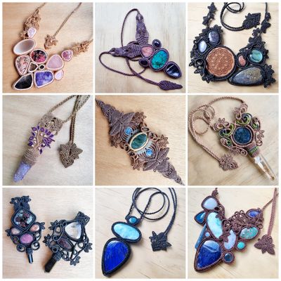 Handcrafted shamanic light code talisman with crystals and macramé, infused with spiritual energy and designed as wearable art for healing, activation, and soul evolution.